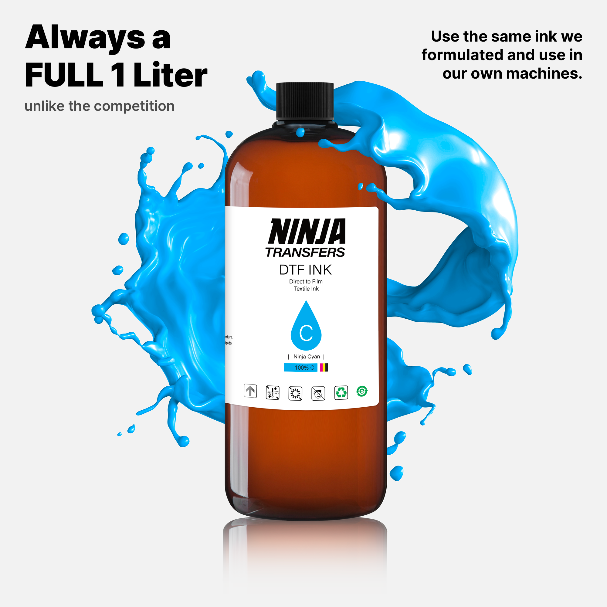Premium DTF Cyan Ink | Professional Grade | Crisp, Clear & True-to-Color