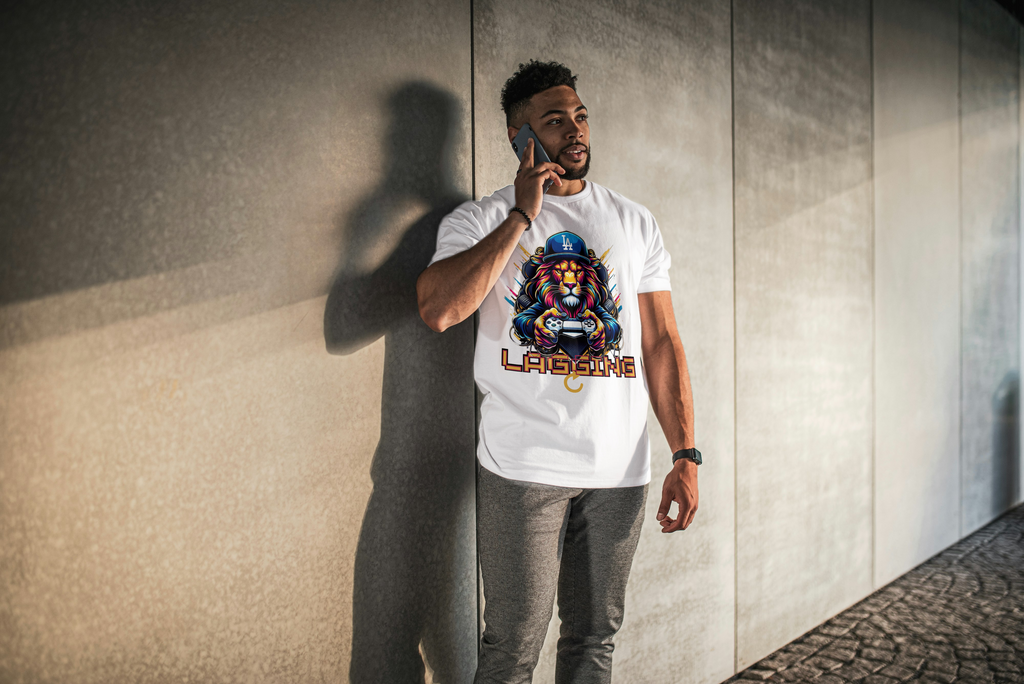 "Lagging Lion – Gamer’s Grind Tee" 🎮🦁
