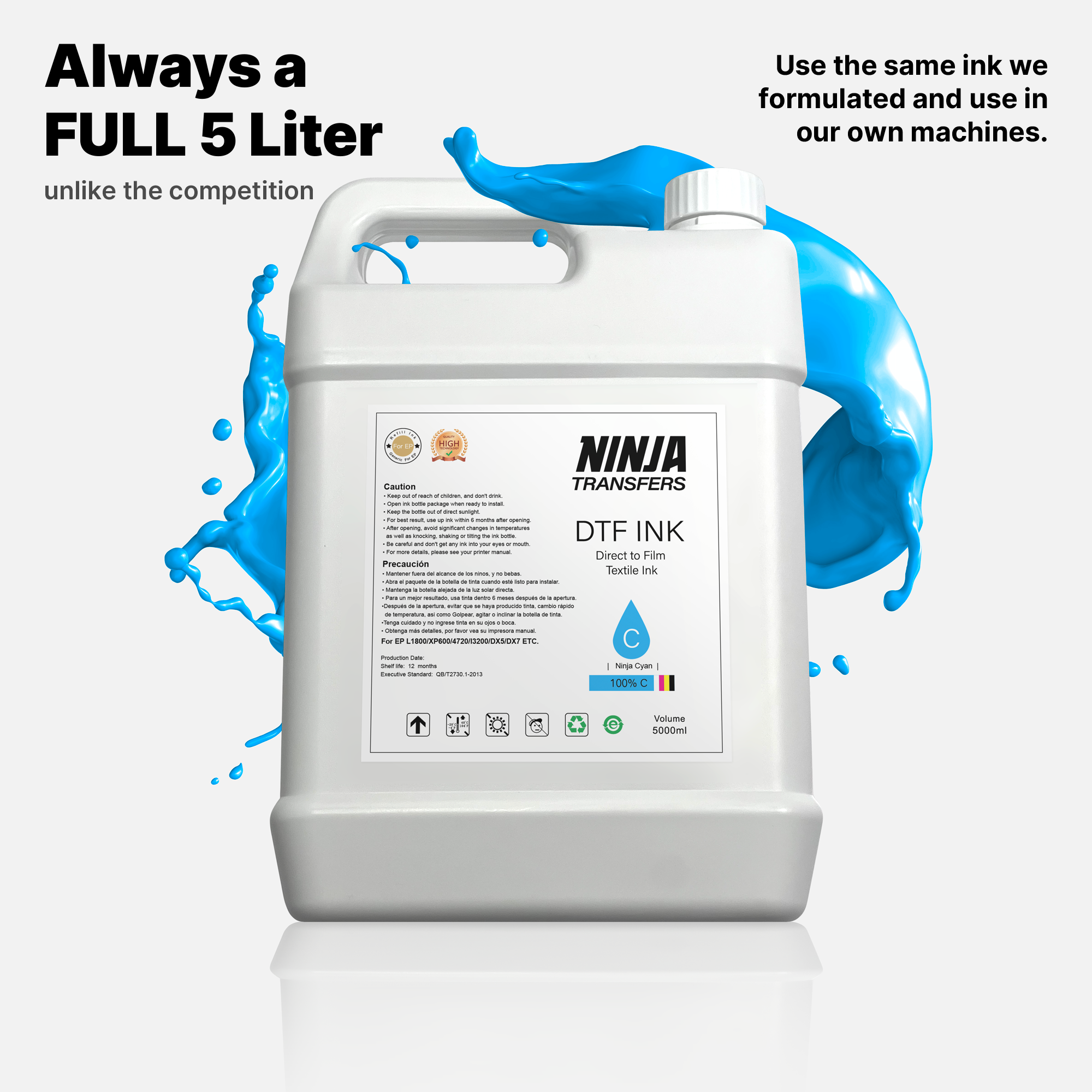 Premium DTF Cyan Ink | Professional Grade | Crisp, Clear & True-to-Color