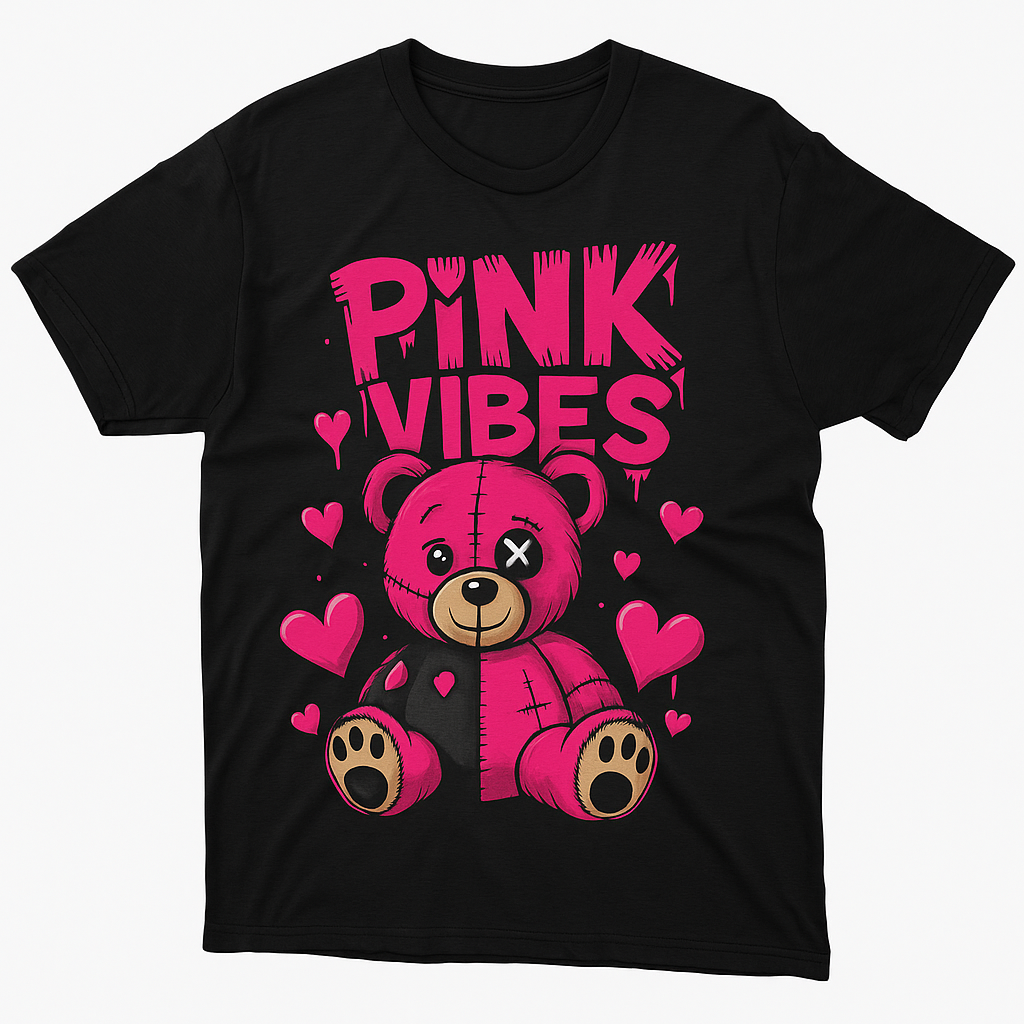 Pink Vibes – Urban Graffiti Teddy Adult Tee
