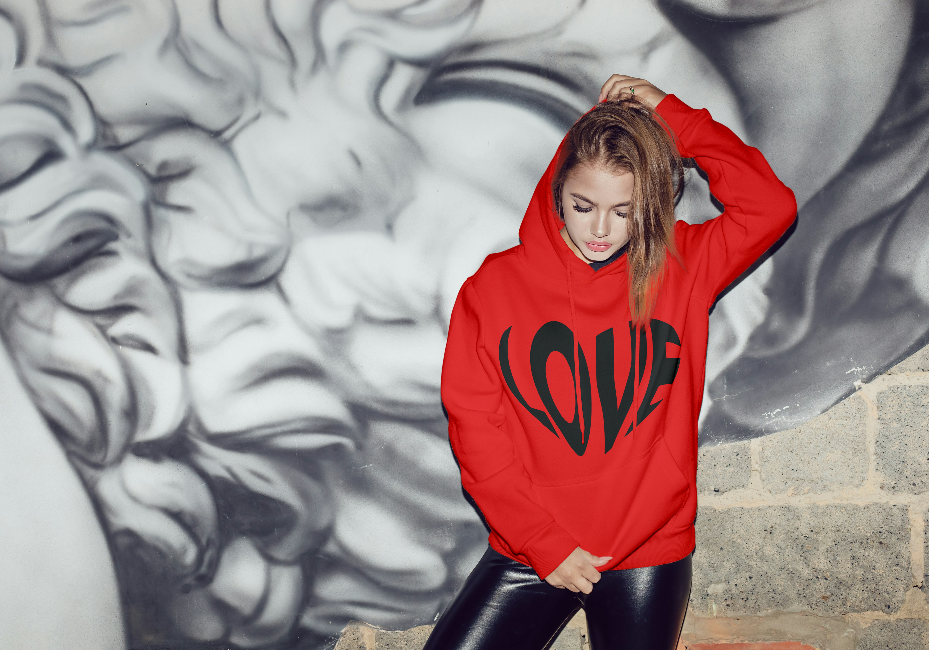 Love Heart Hoodie-Heart Shaped Design RED/BLACK