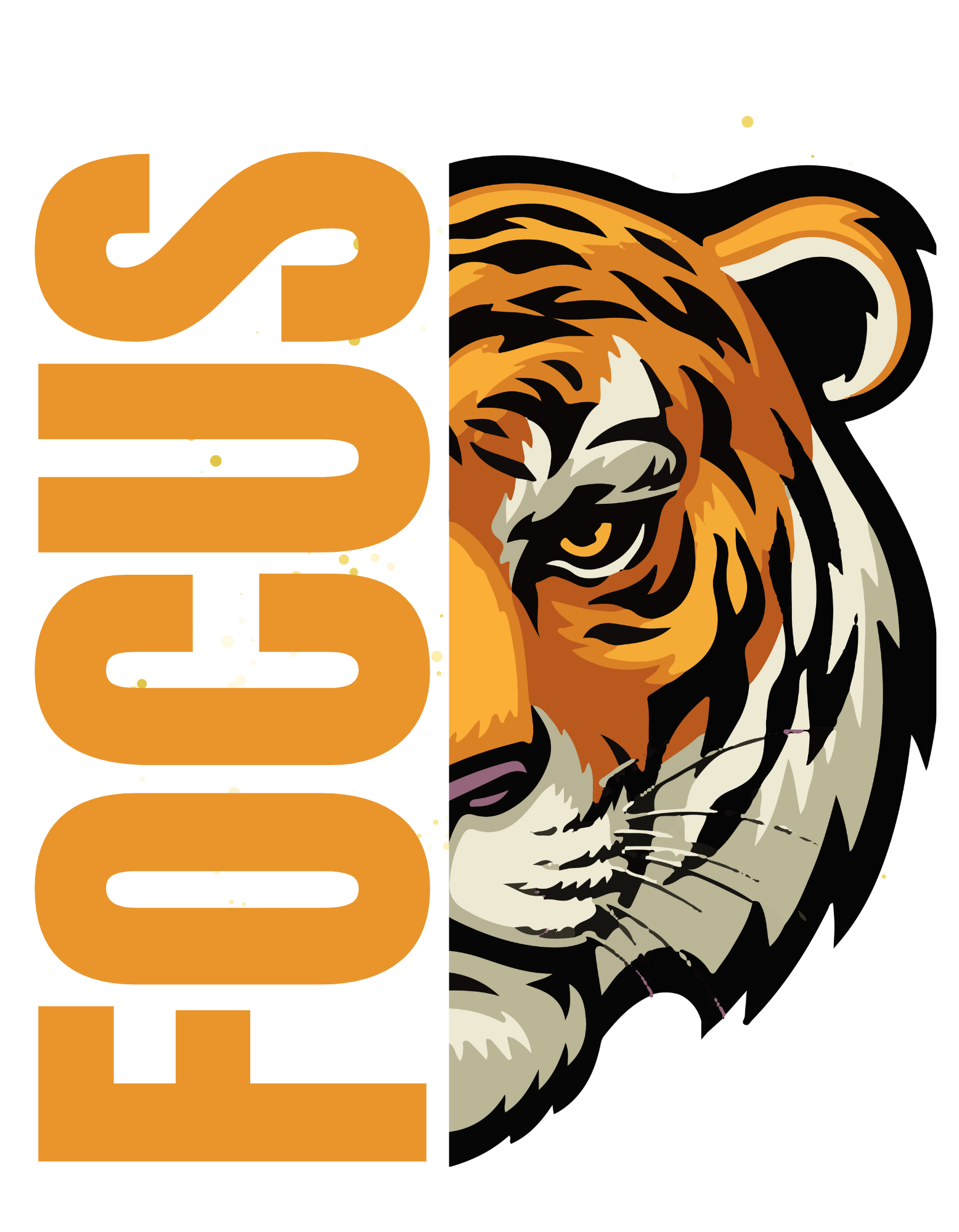 Focus – Tiger Motivation PNG (Transparent Background)