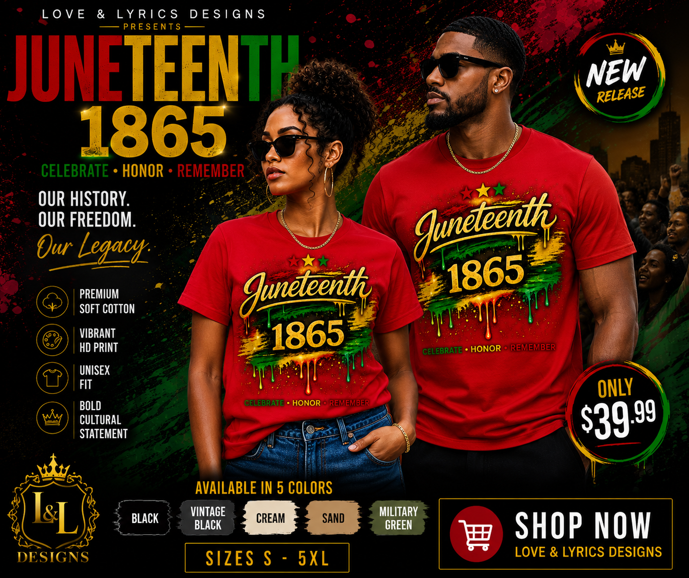 Juneteenth 1865 Drip Edition™ Tee