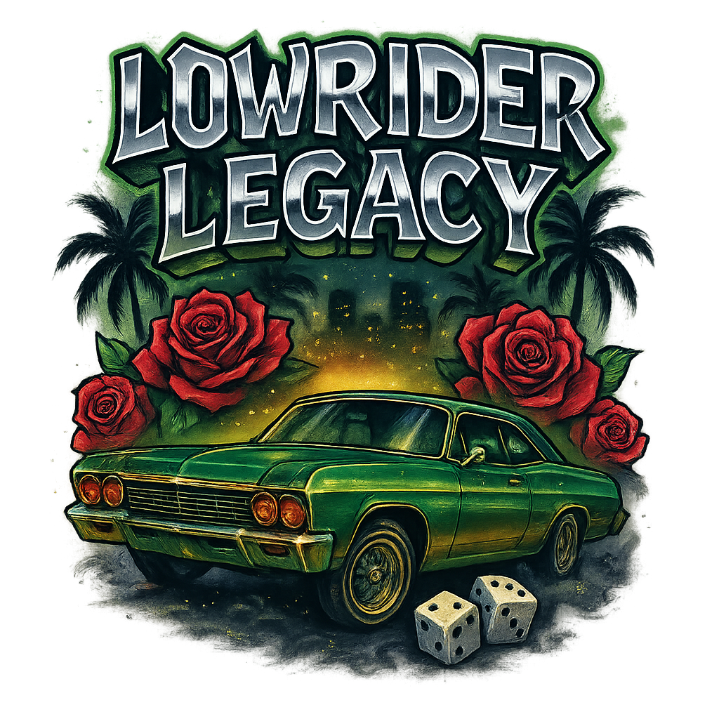 Lowrider Legacy – Classic Car & Roses PNG (Transparent Background)