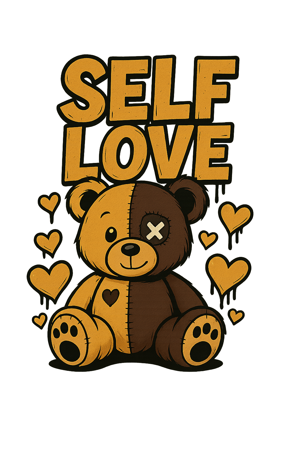 Self Love Bear – 3 Color Bundle PNG (Transparent Background)