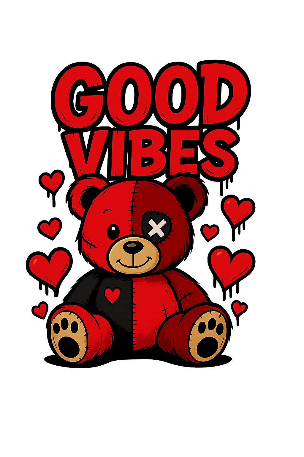 Good Vibes Bear – 2 Color Bundle PNG (Transparent Background)