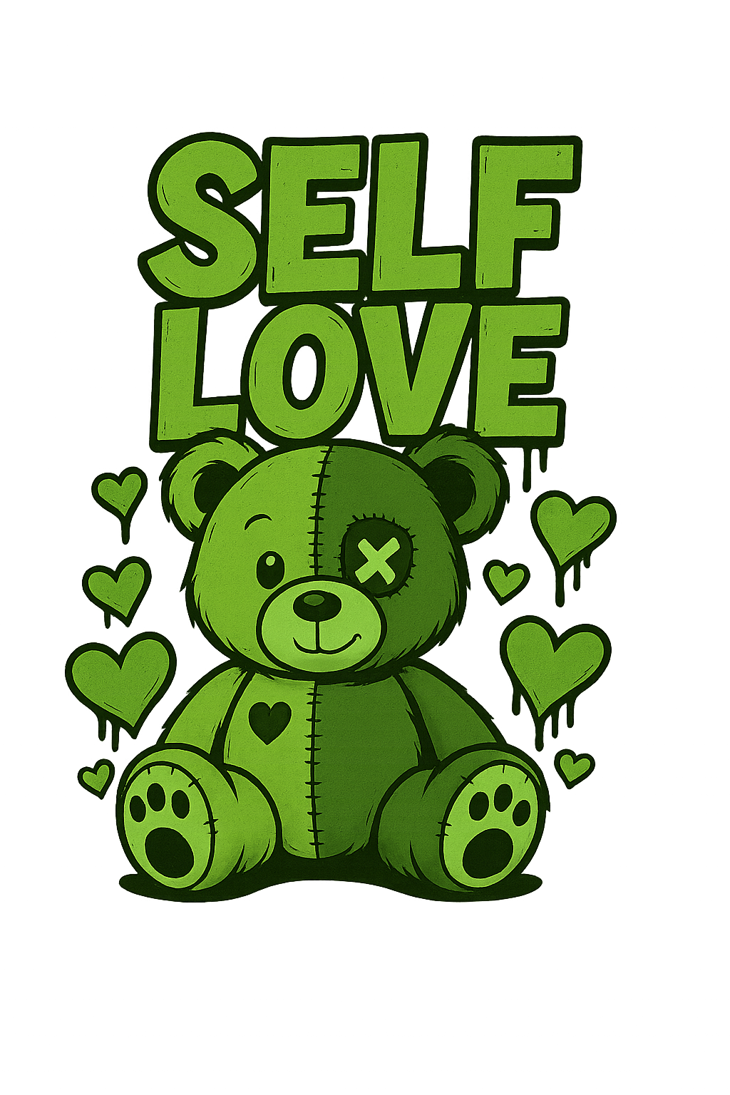 Self Love Bear – 3 Color Bundle PNG (Transparent Background)