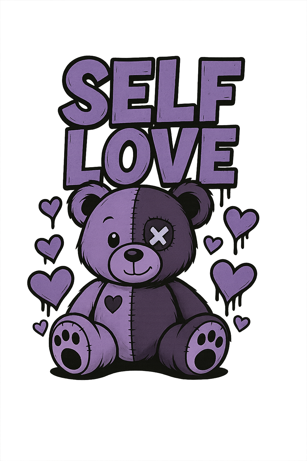 Self Love Bear – 3 Color Bundle PNG (Transparent Background)