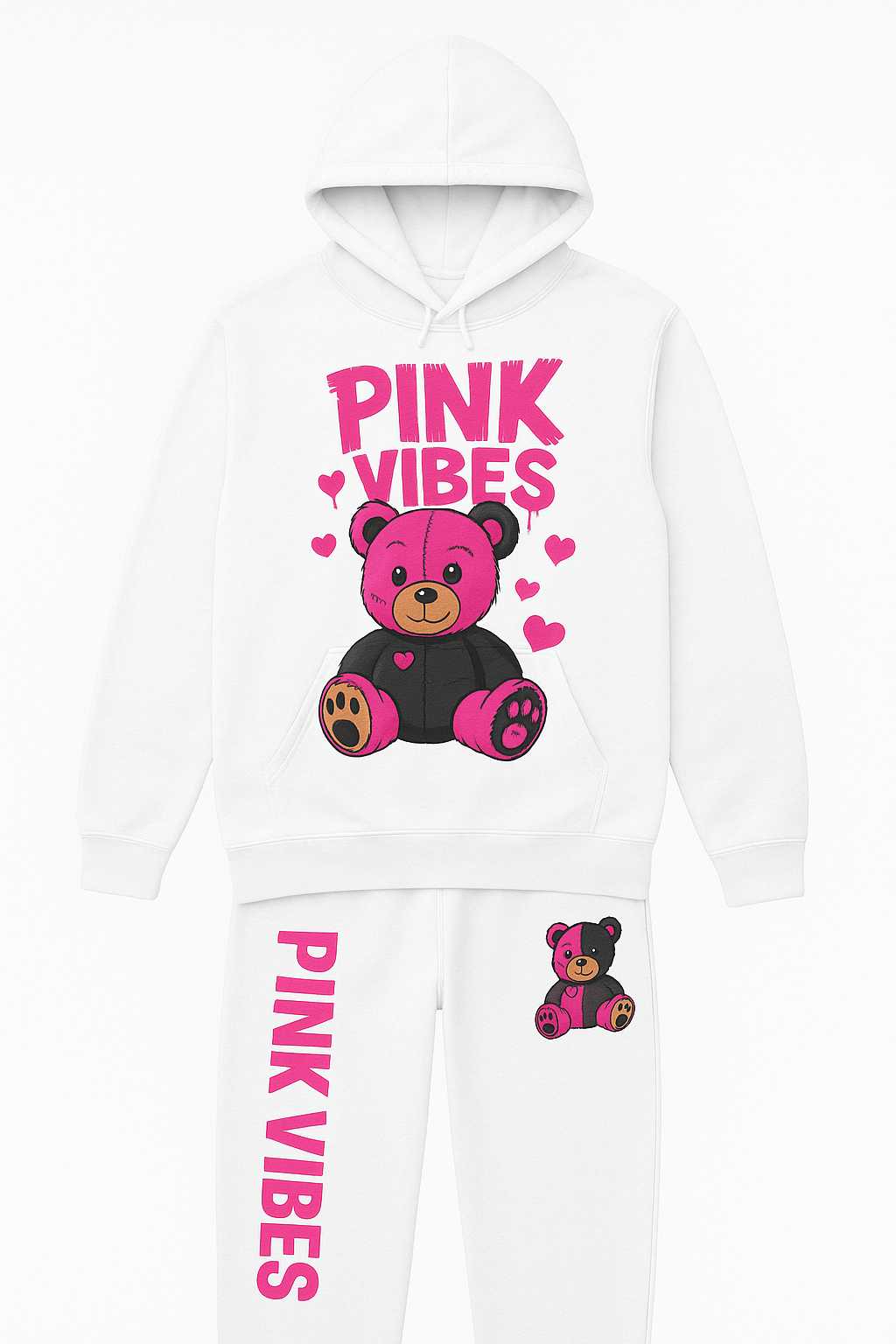 Teddy Vibes™ | Toddler Sweatsuit Set | Good Vibes, Pink Vibes & Self Love for Little Ones