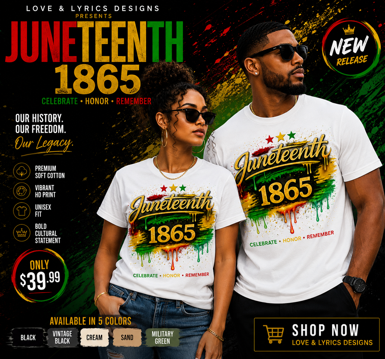 Juneteenth 1865 Drip Edition™ Tee