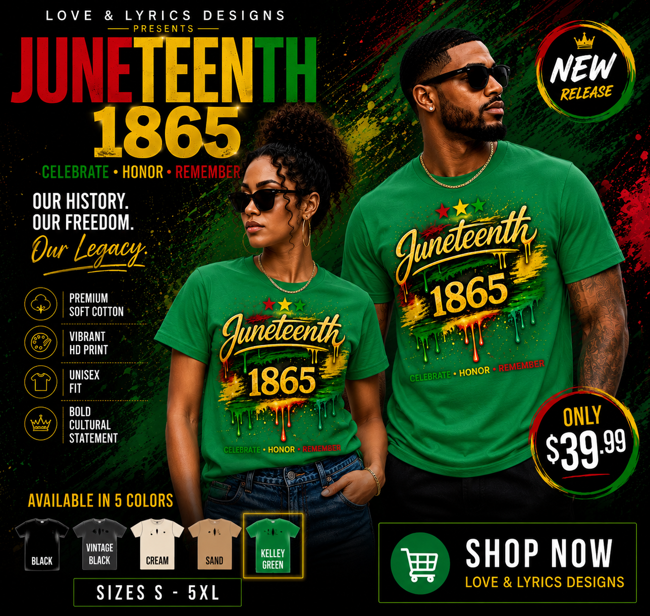 Juneteenth 1865 Drip Edition™ Tee