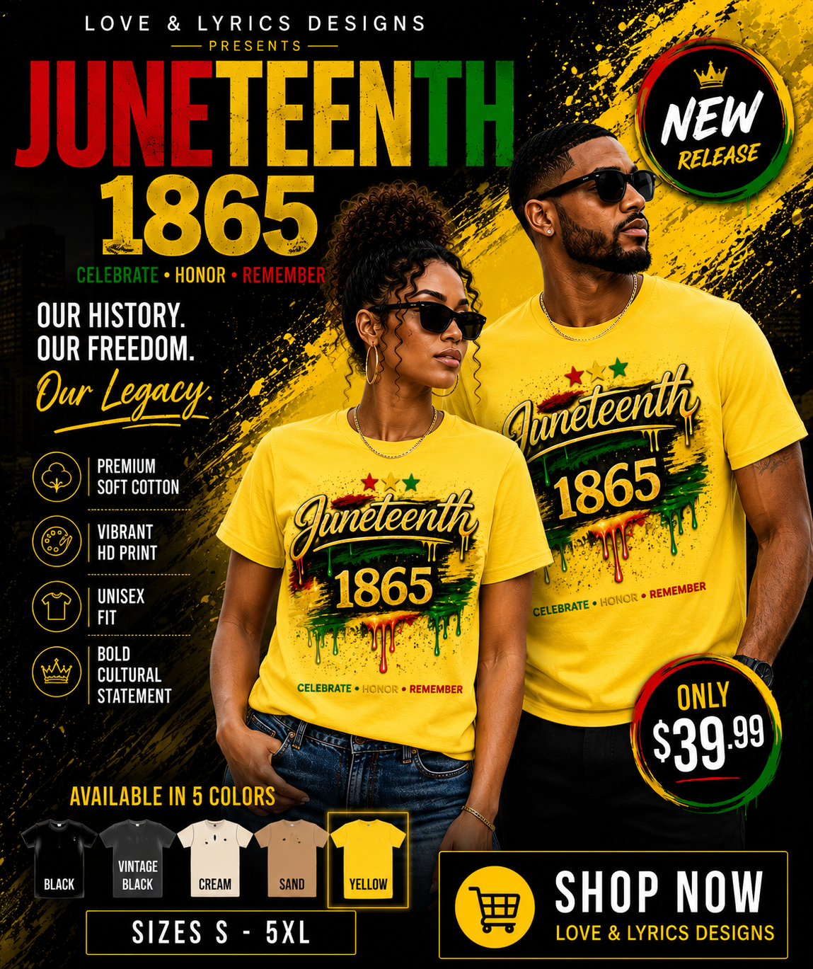 Juneteenth 1865 Drip Edition™ Tee