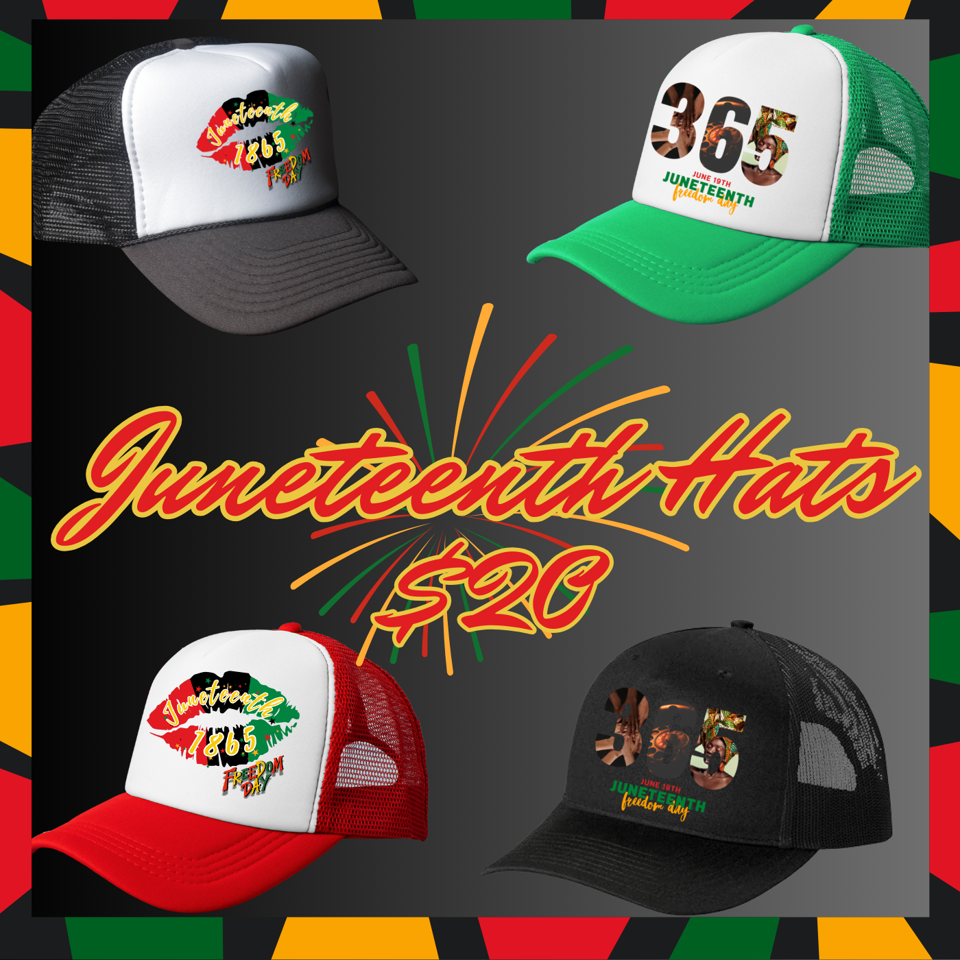 Juneteenth Freedom Kiss 1865 Trucker Hat, 365 Trucker Hat