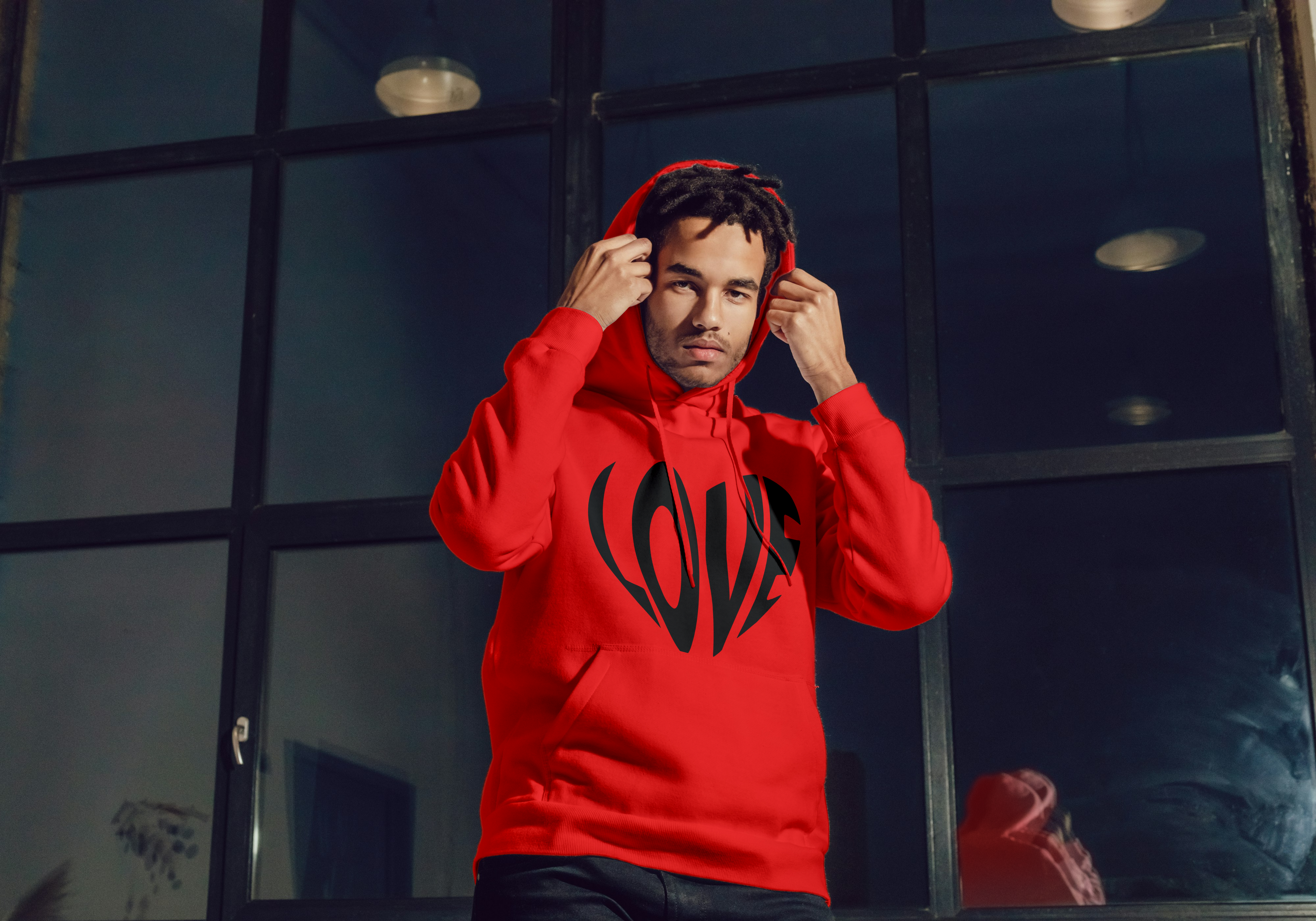 Love Heart Hoodie-Heart Shaped Design RED/BLACK