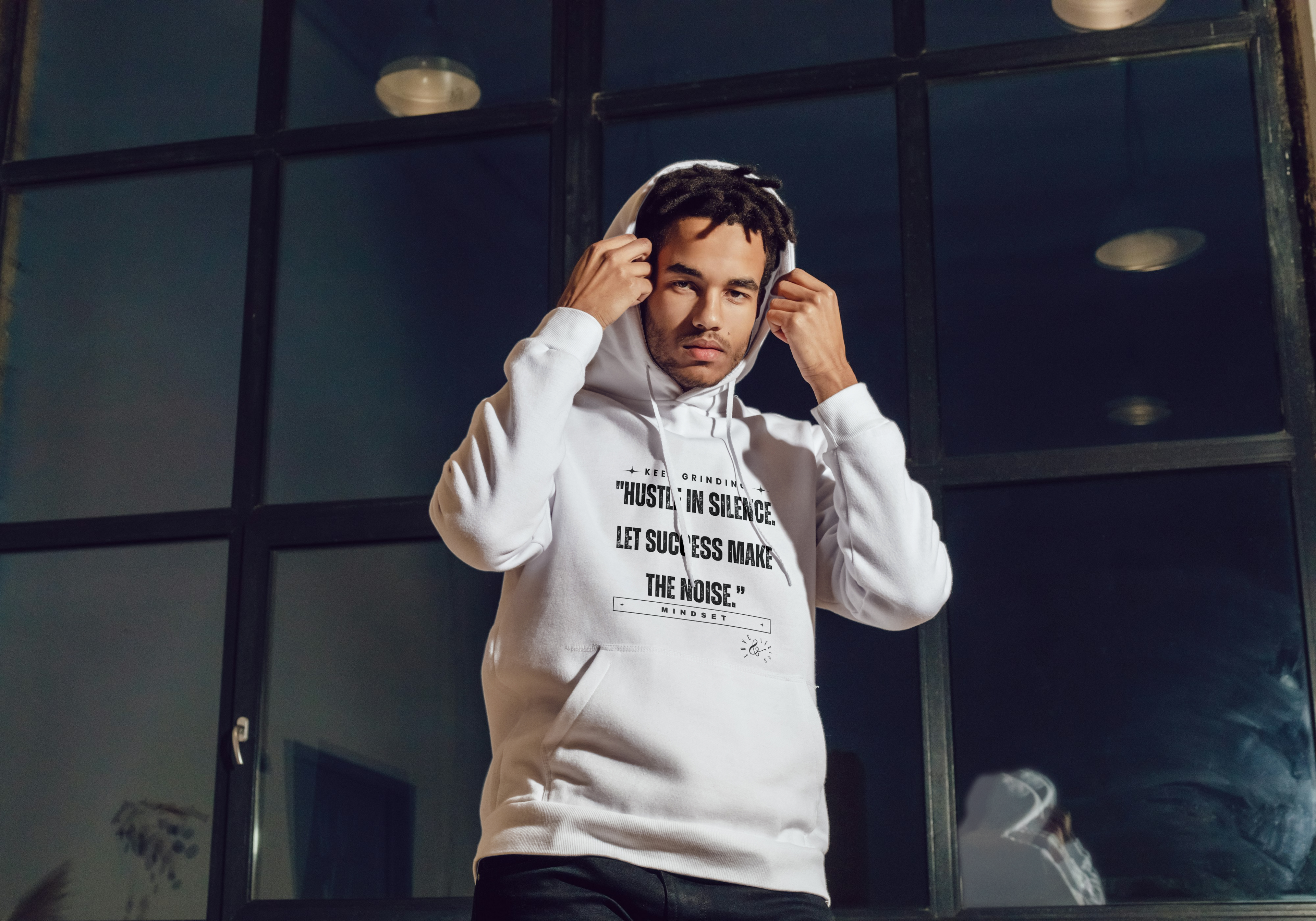 "Hustle in Silence, Let Success Make the Noise"-BLK/WHT