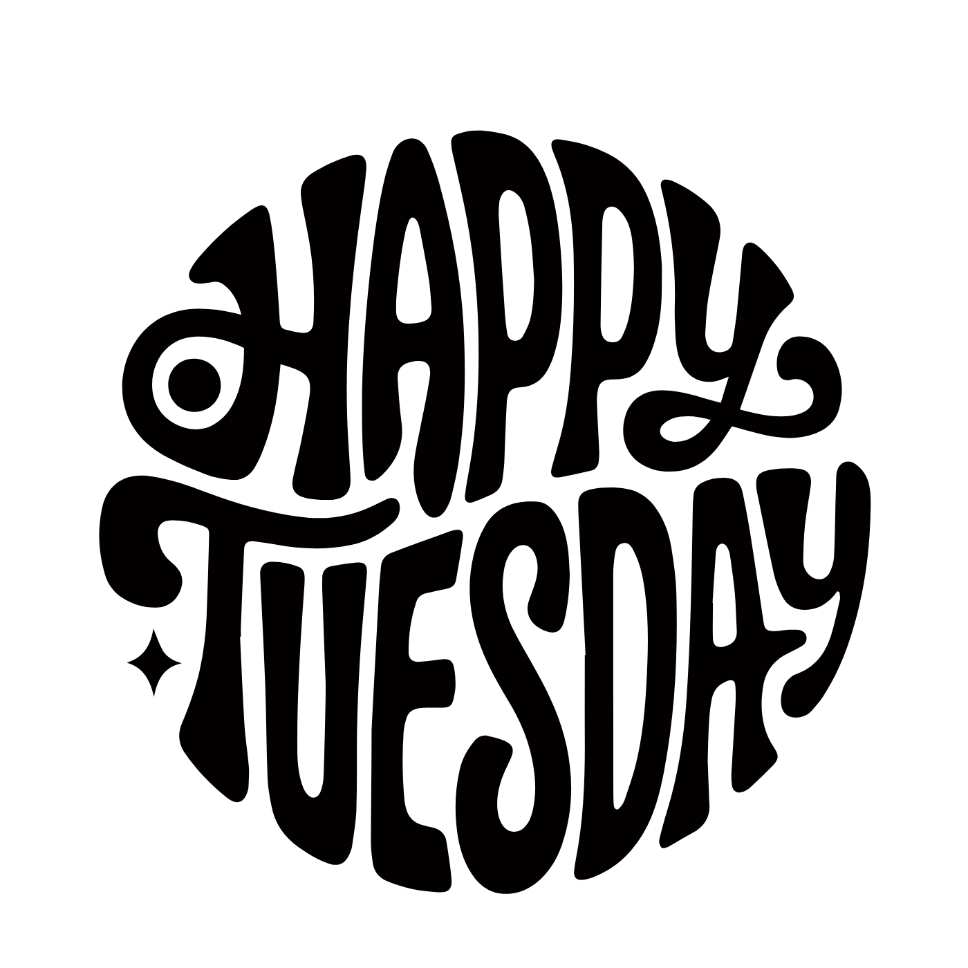 Happy Tuesday – Retro Typography PNG (Transparent Background)