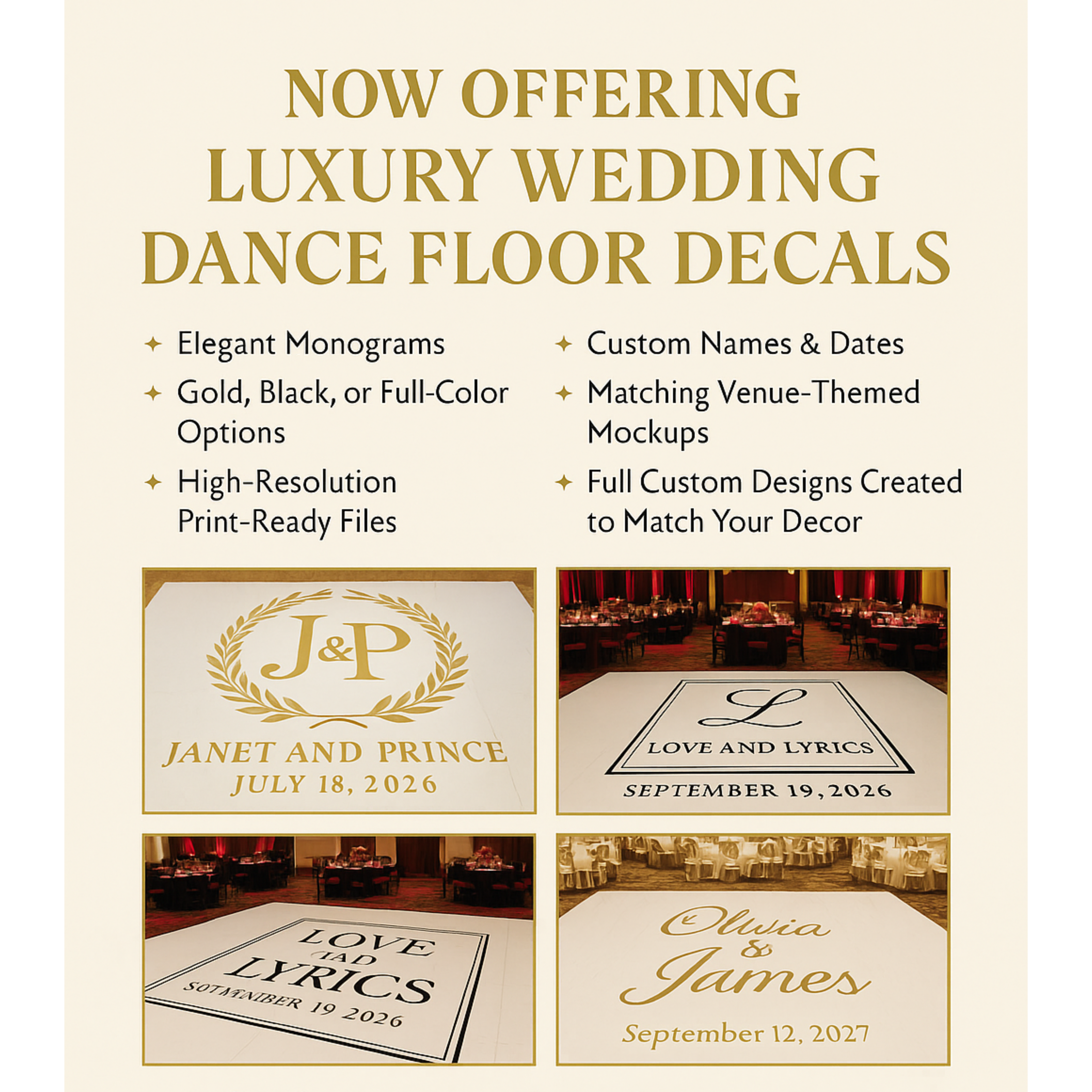 Custom Wedding Monogram Dance Floor Decal