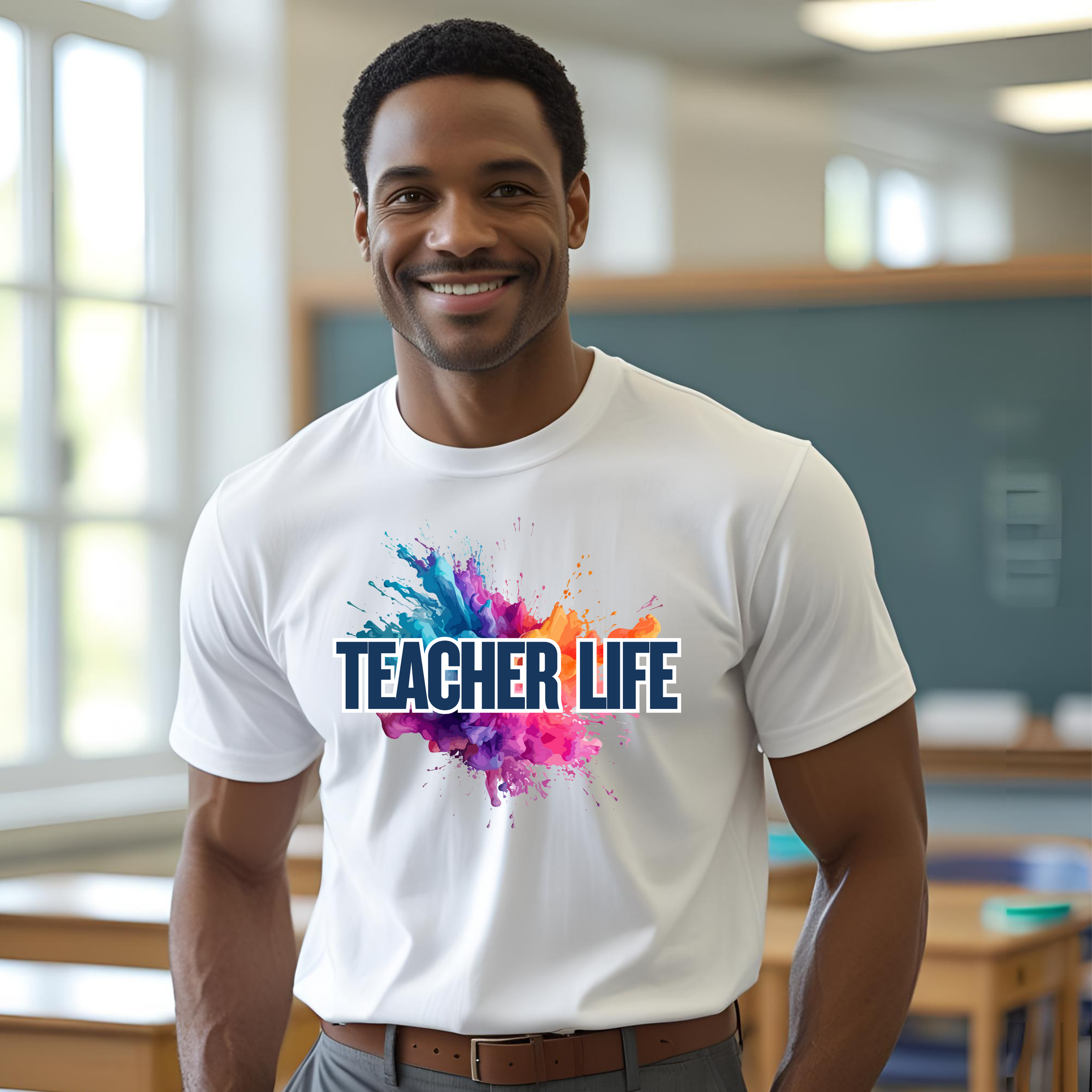 "Teacher Life" Splash Tee – Bold, Bright, and Made to Inspire