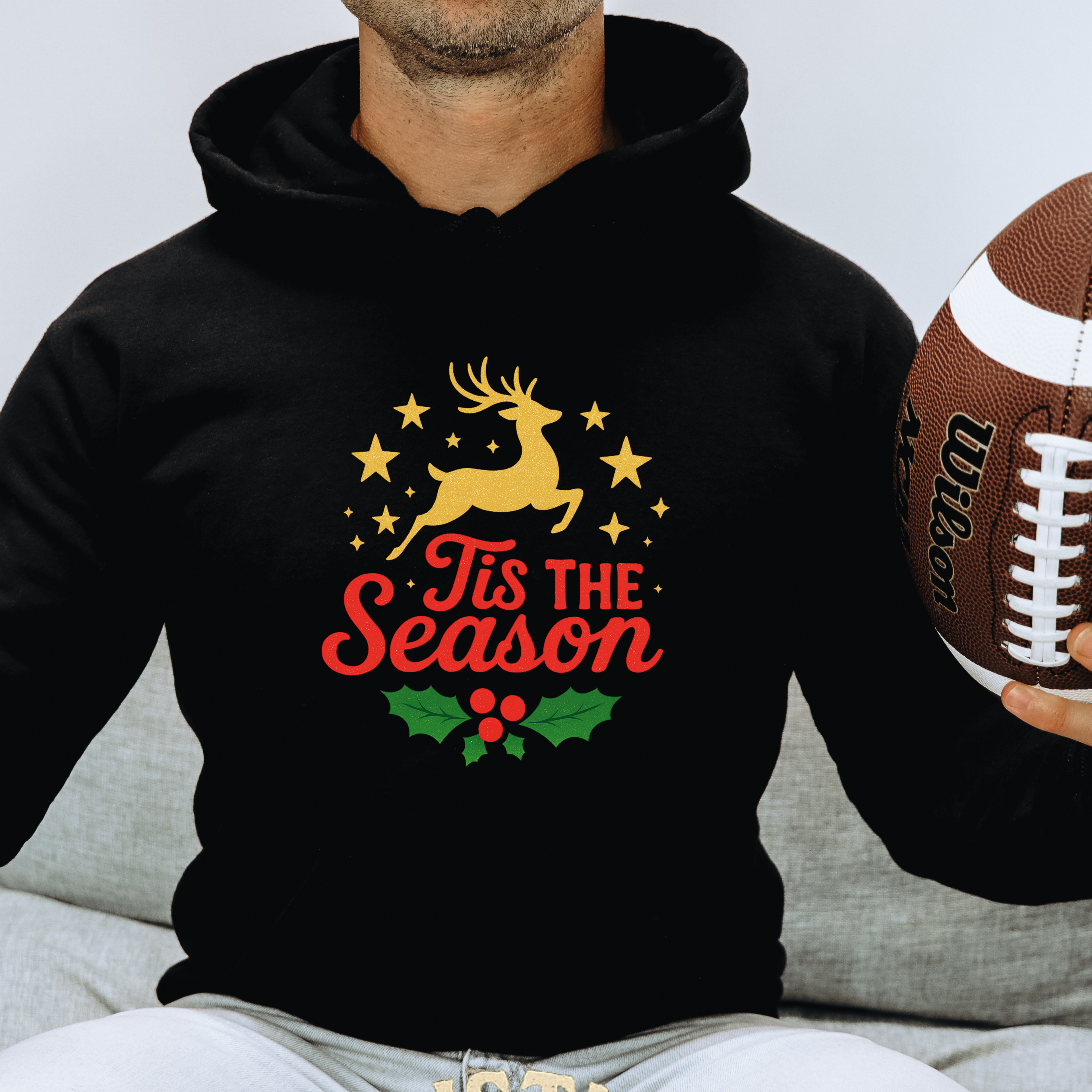 ’Tis The Season Gold Reindeer Hoodie