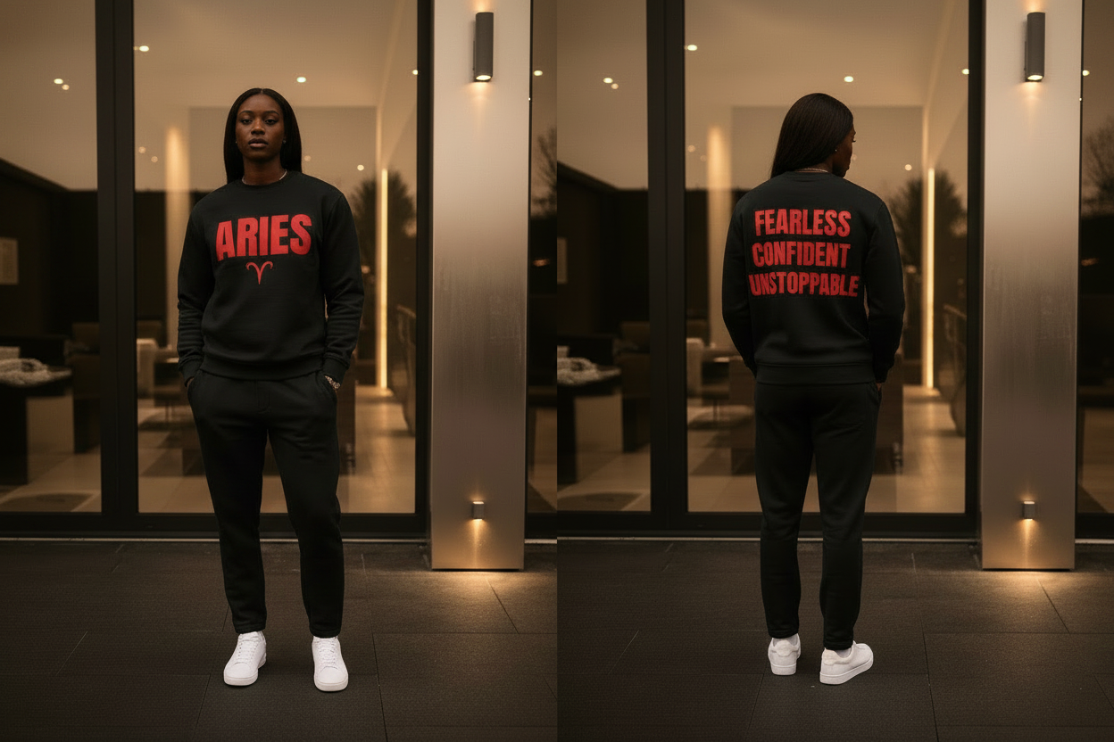Aries Crewneck Sweatshirt — Women's Black/Red