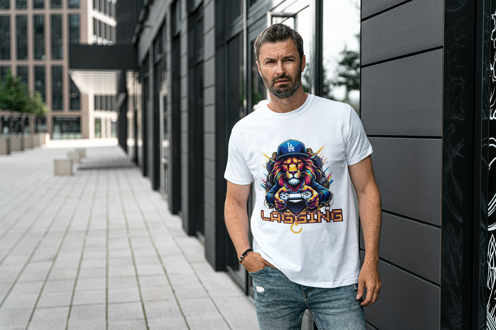 "Lagging Lion – Gamer’s Grind Tee" 🎮🦁