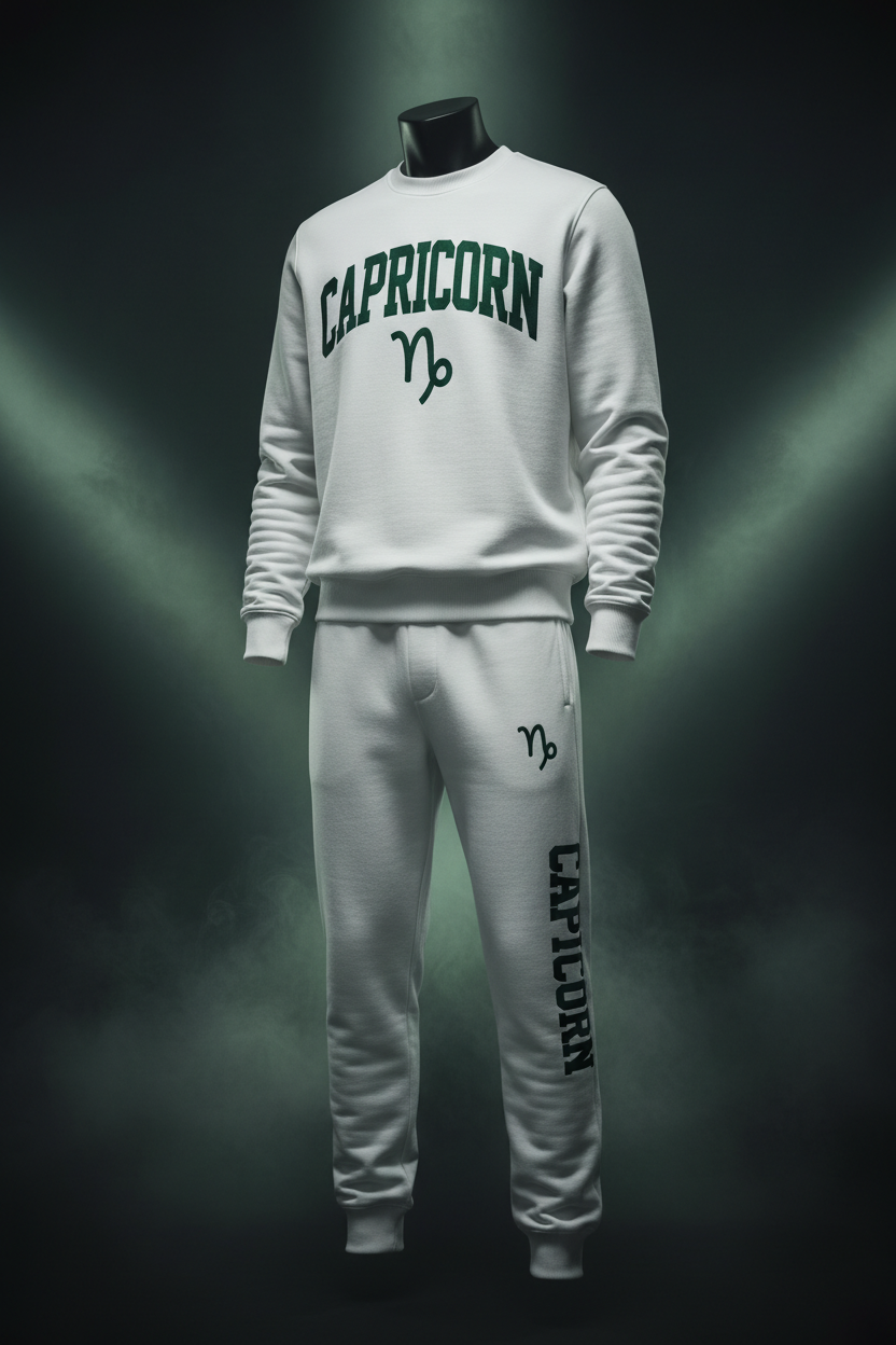 Capricorn White Sweatshirt/Sweatpants Set