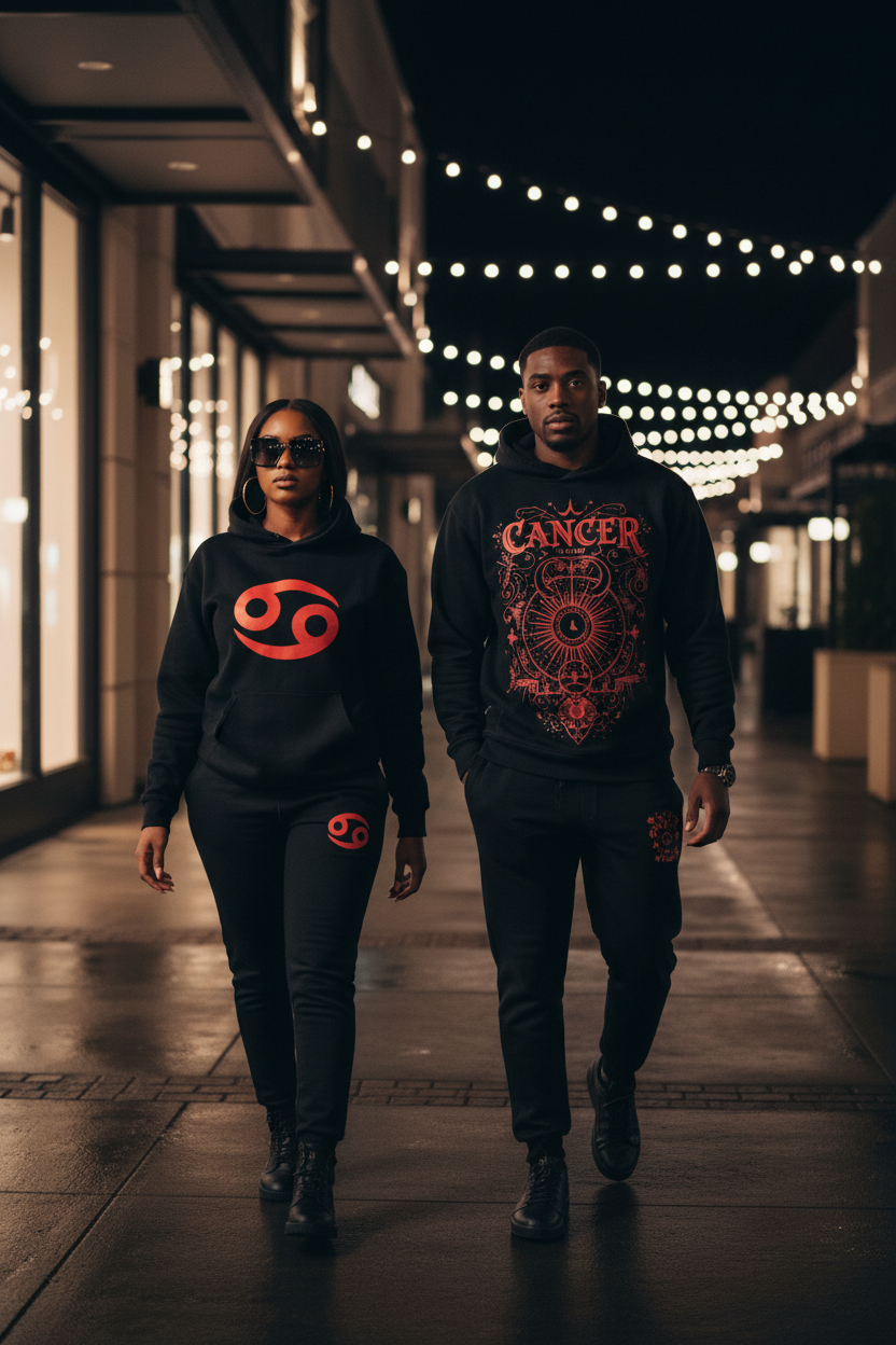Couple walking red