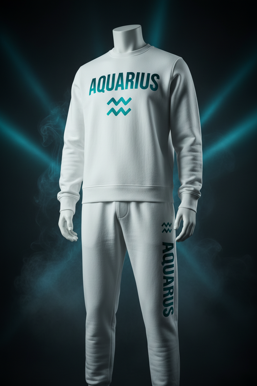 Aquarius Sweatshirt + Sweatpants Set - White