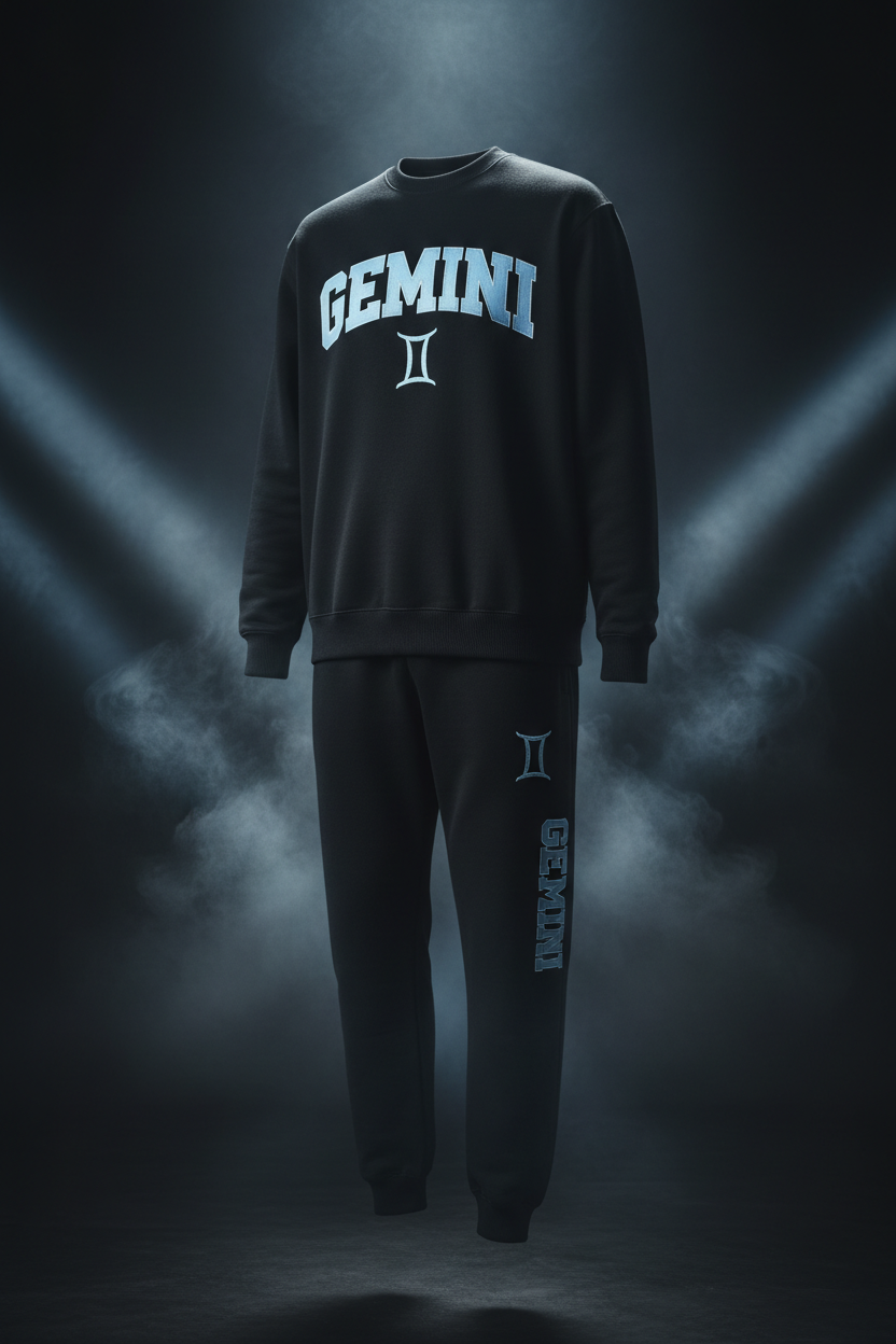 Gemini Sweatshirt + Sweatpants Set - Black