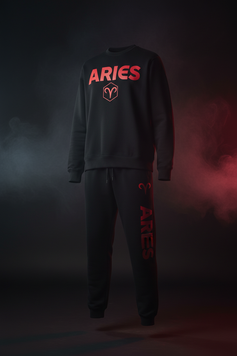 Aries Sweatshirt + Sweatpants Set - Black