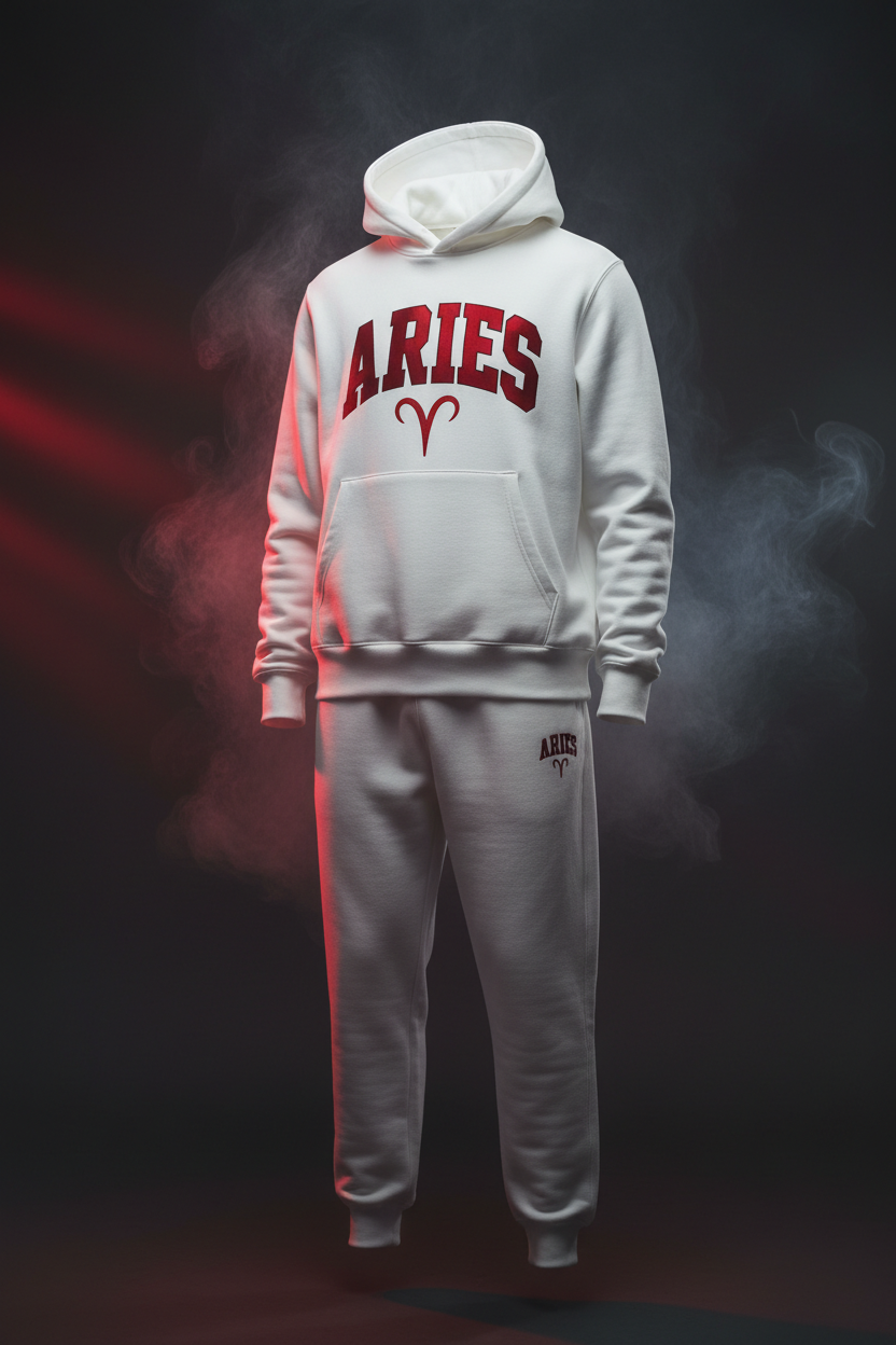 Aries Hoodie + Sweatpants Set - White