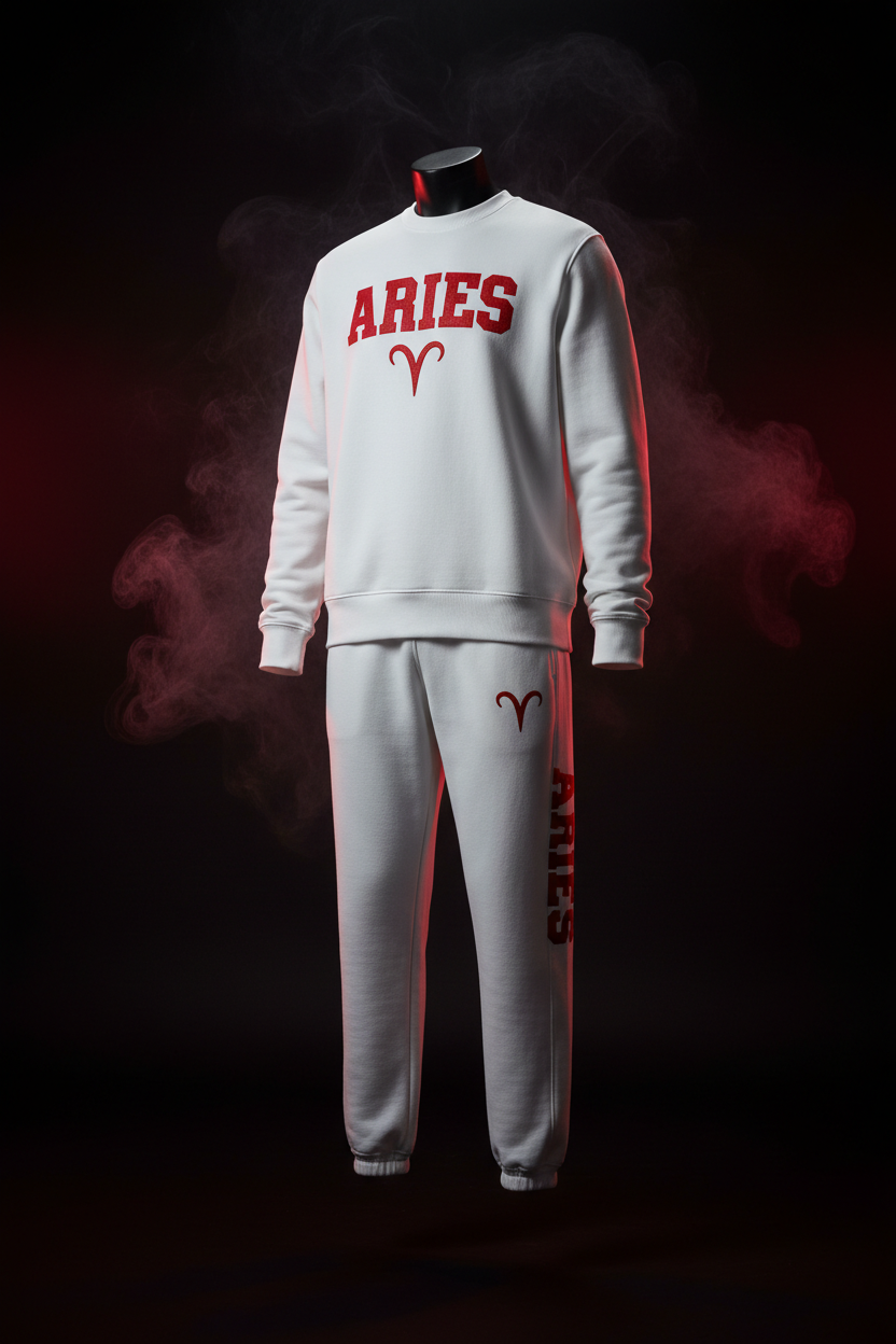 Aries Sweatshirt + Sweatpants Set - White