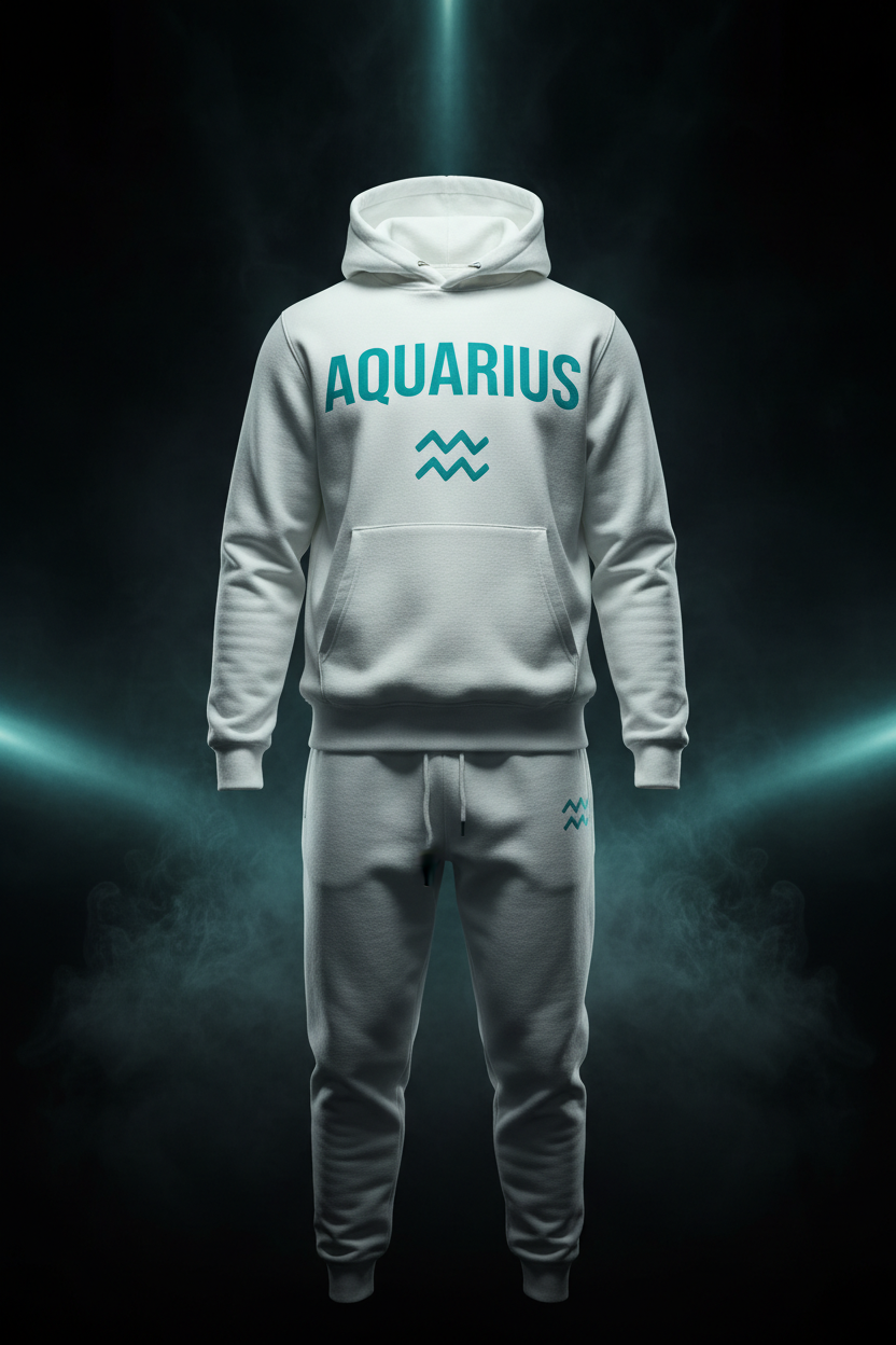 Aquarius Hoodie + Sweatpants Set - White