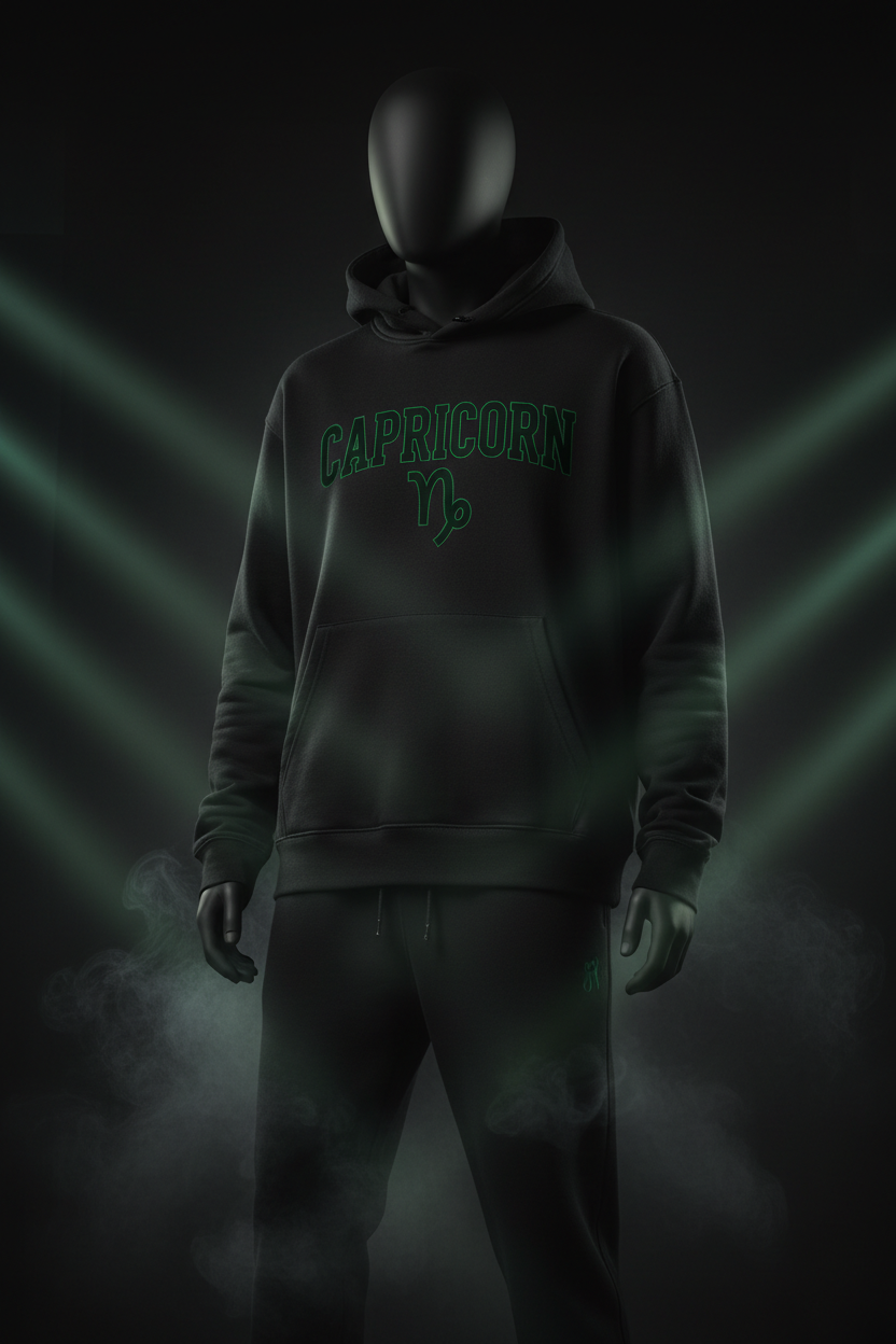 Capricorn Hoodie + Sweatpants Set Black