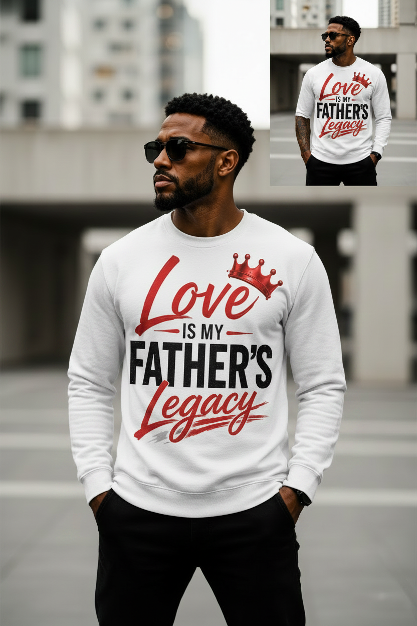 White Sweatshirt - Love Is My Father's Legacy Red Legacy Edition