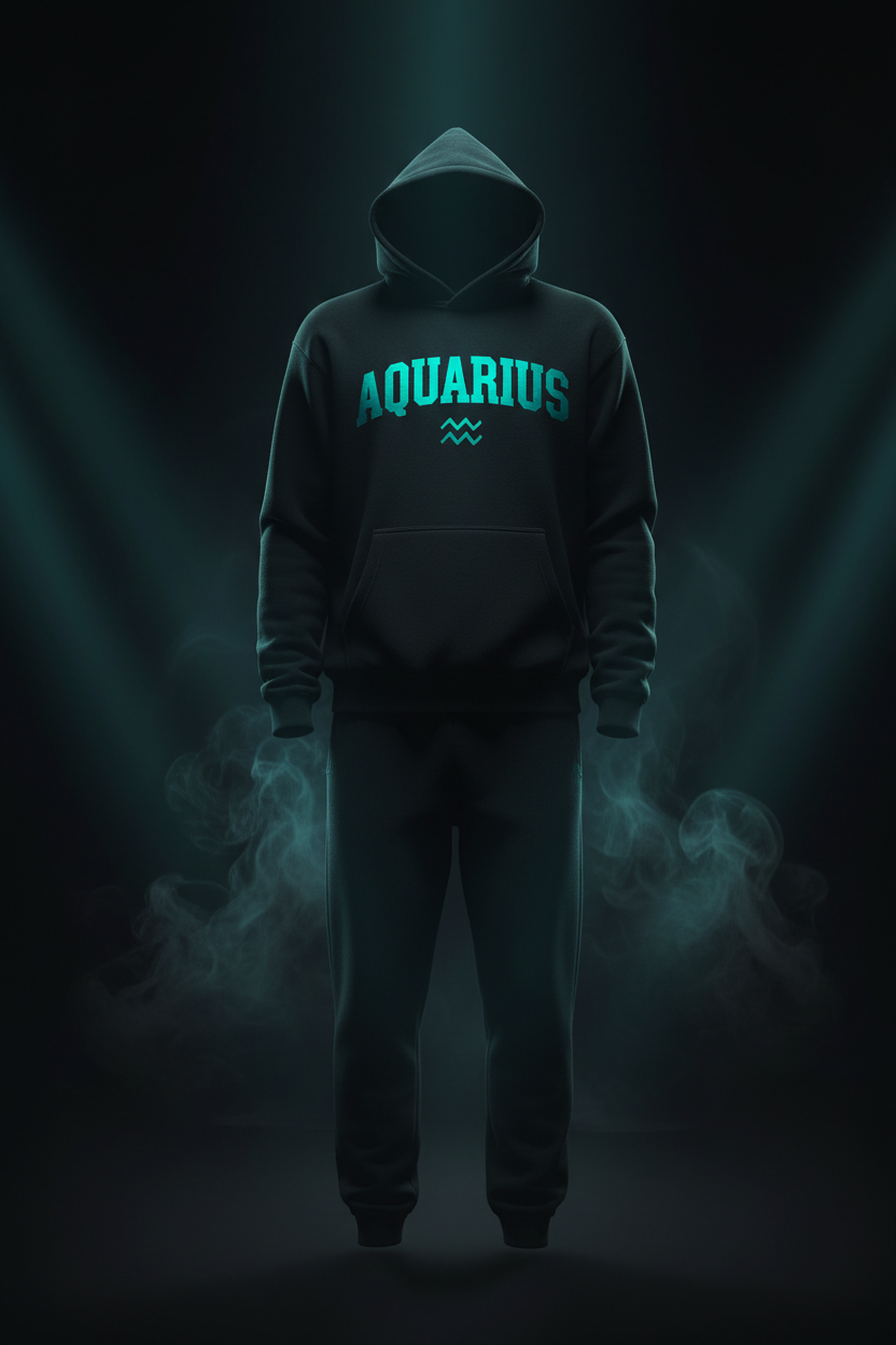 Aquarius Hoodie + Sweatpants Set - Black