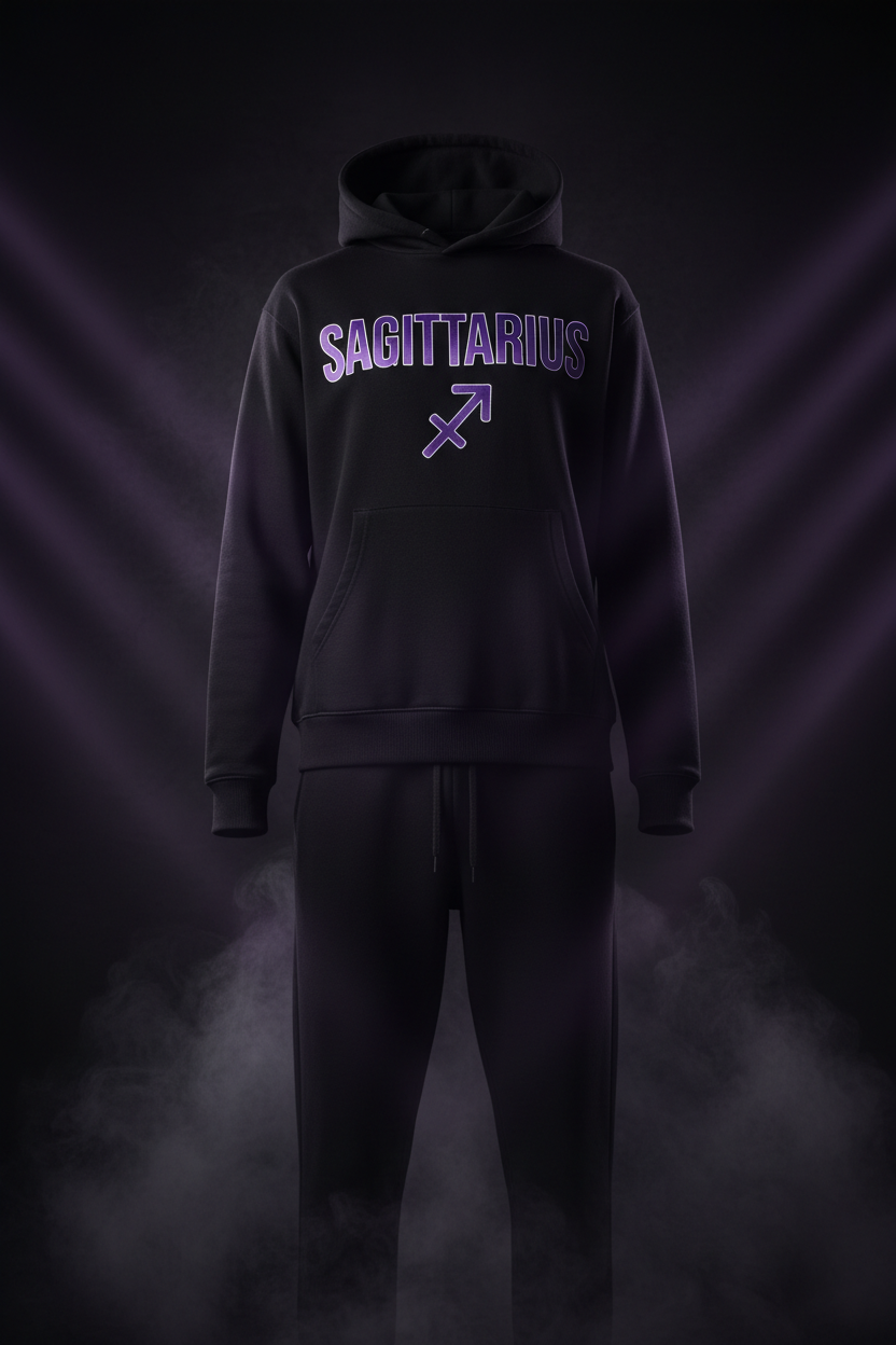 Sagittarius Hoodie + Sweatpants Set Black