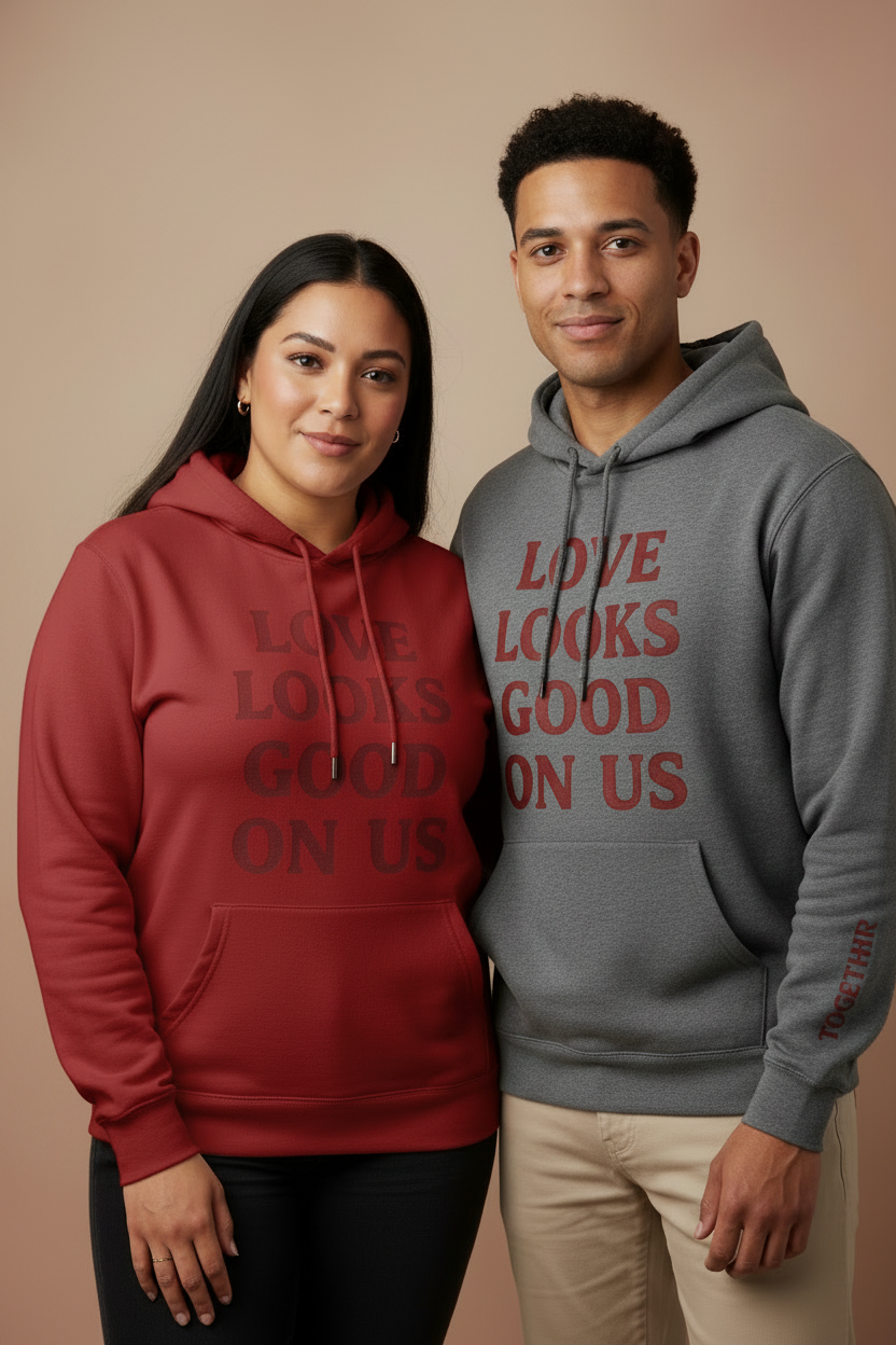 LOVE LOOKS GOOD ON US™ Red Hoodie — Female