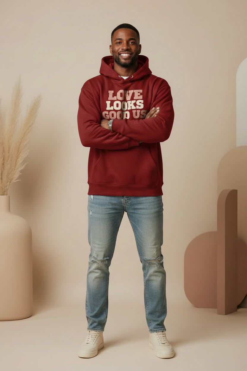 LOVE LOOKS GOOD ON US™ Red Hoodie — Male