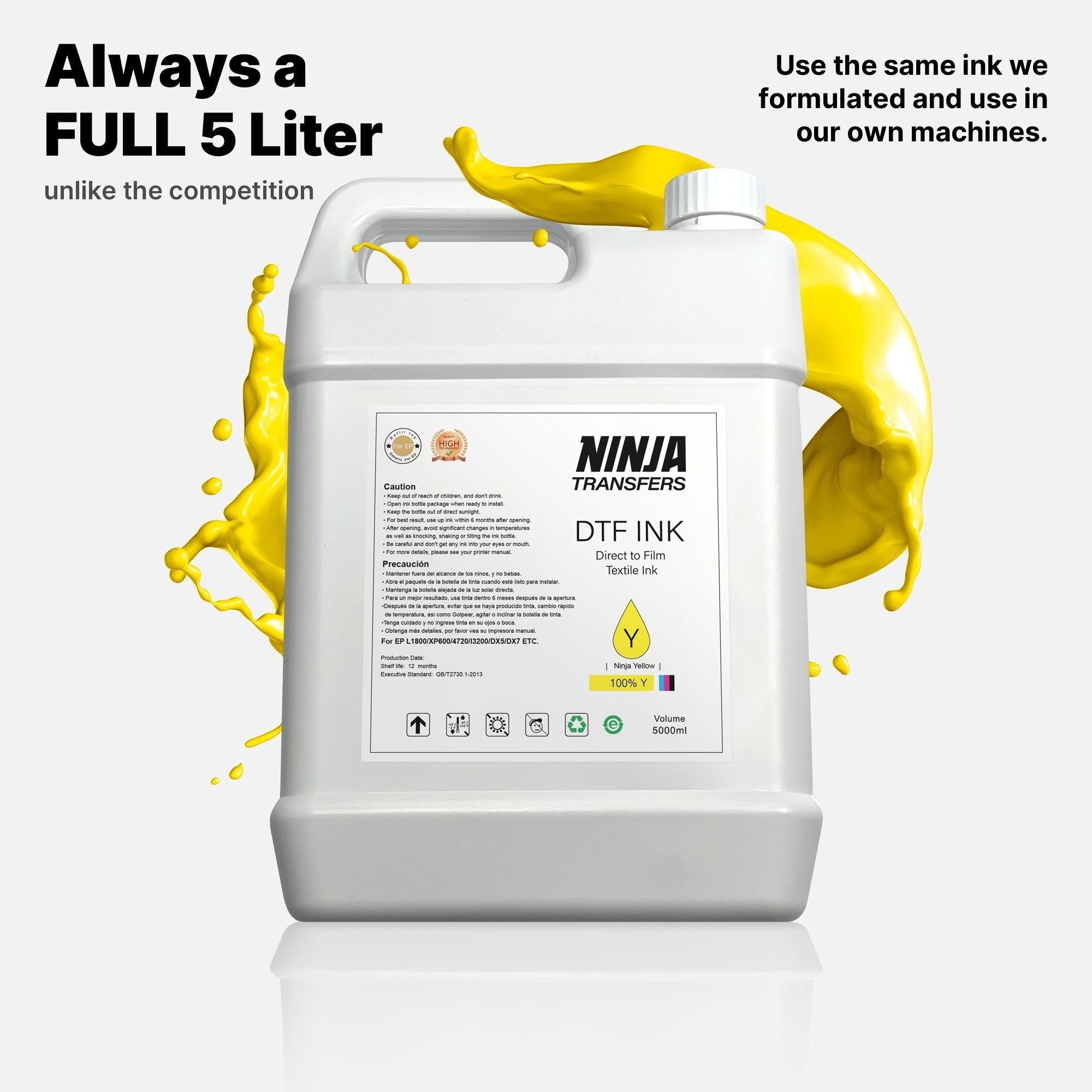 Premium DTF Ink | 5 Liters | Bulk Professional Grade for High-Volume Production