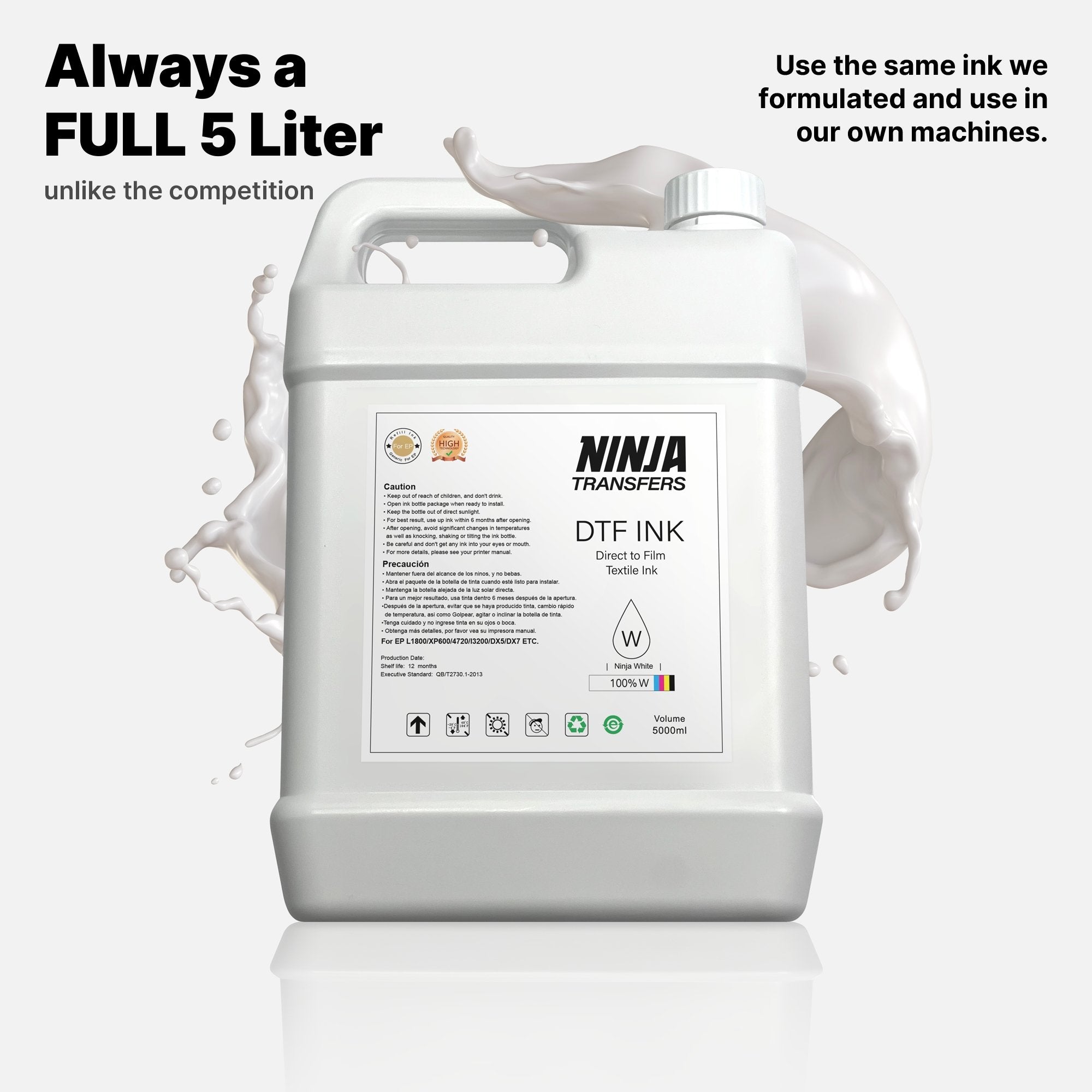 Premium DTF Ink | 5 Liters | Bulk Professional Grade for High-Volume Production