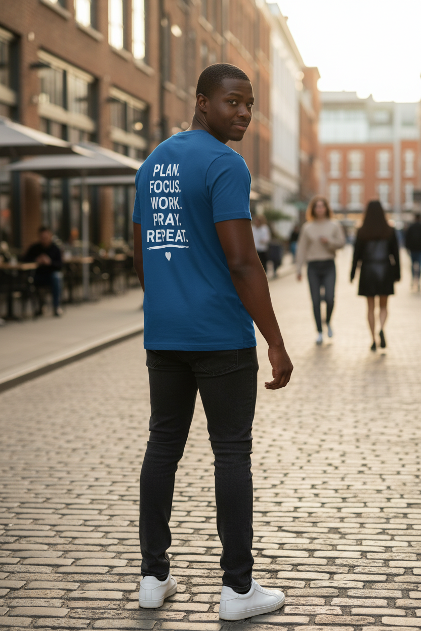 Purpose Over Everything - Navy & White Back View