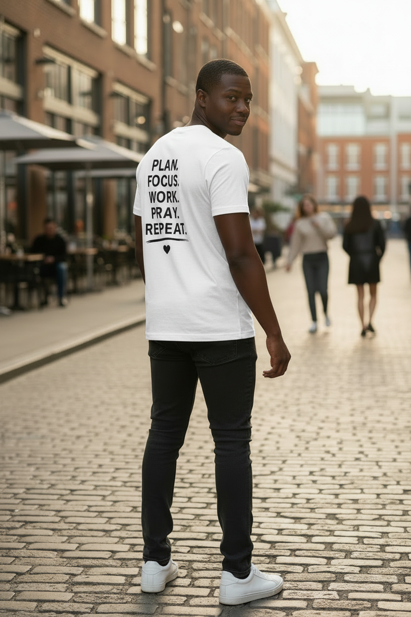 Purpose Over Everything - White & Black Back View