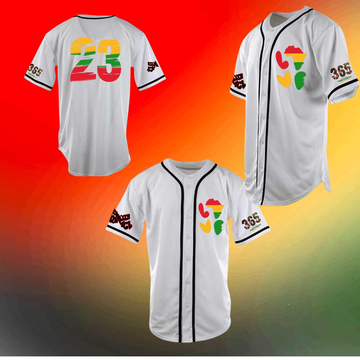 Juneteenth ONE LOVE Jersey. Jeans, T-shirt Set