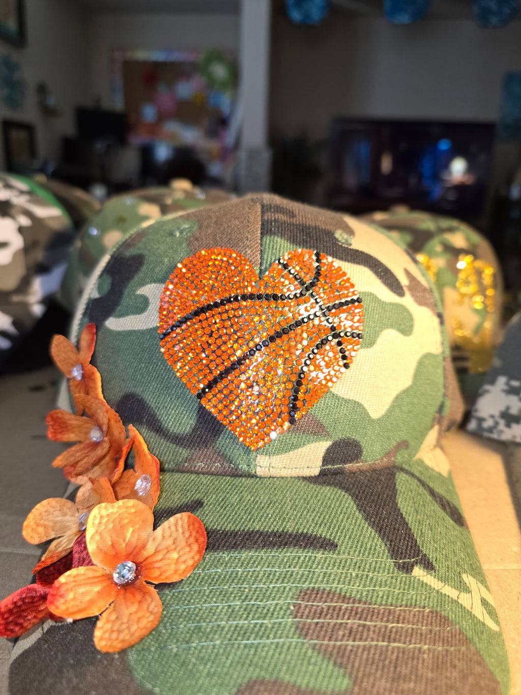 Basketball Heart Camo Hat | Sport & Love Statement Hat | For the One Who Lives the Game