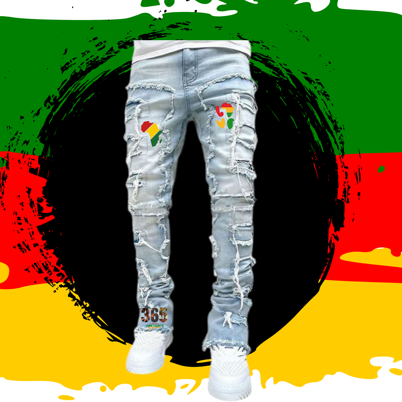 Juneteenth ONE LOVE Jersey. Jeans, T-shirt Set