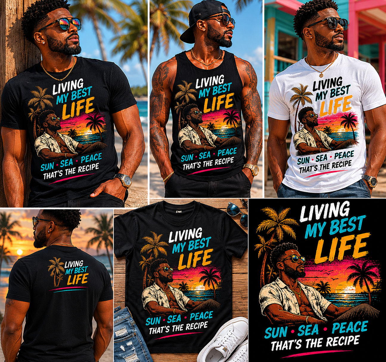 Living My Best Life Men's Tee / Tank Top – Tropical Summer Freedom Graphic | Love & Lyrics Designs