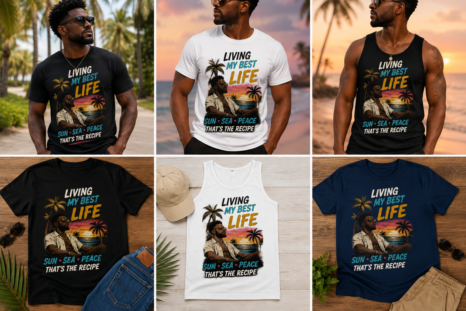 Living My Best Life Men's Tee / Tank Top – Tropical Summer Freedom Graphic | Love & Lyrics Designs