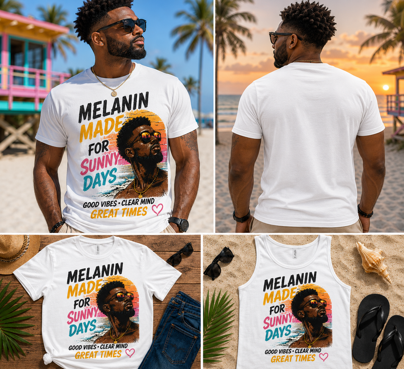 Melanin Made For Sunny Days Men's Tee / Tank Top – Bold Summer Graphic | Love & Lyrics Designs