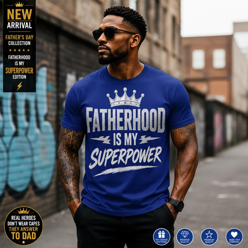🖤👑 Fatherhood Is My Superpower™ | Premium Father's Day T-Shirt